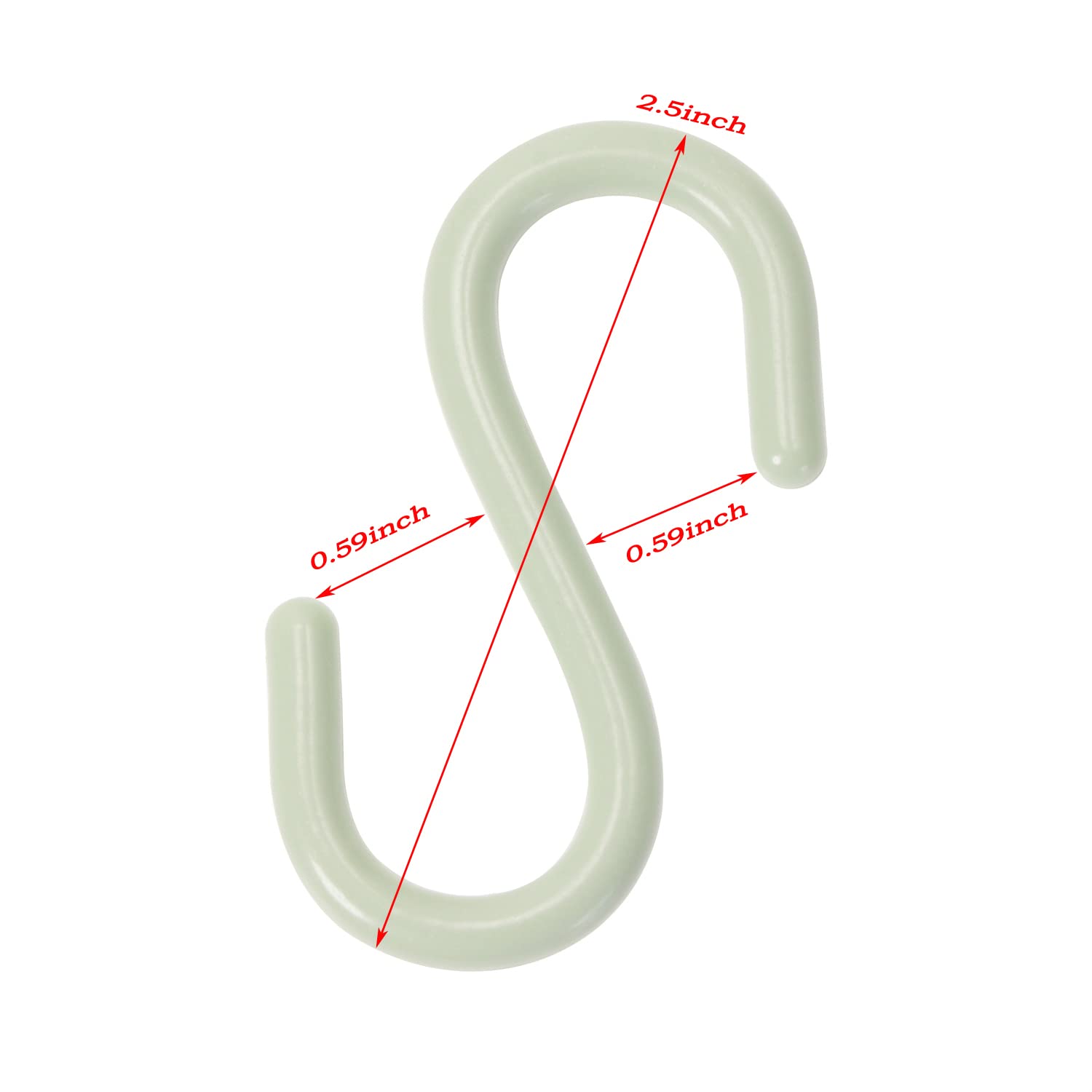 2.5 Inch Mini Skater S-Shaped Hooks - 10 Pack Light Green Plastic Hanging Hooks - Rust Resistant & Heavy Duty for Kitchen, Bathroom, Closet, Garage, Workshop - Perfect for Organizing Storage Rooms, Hanging Plants or Office Supplies
