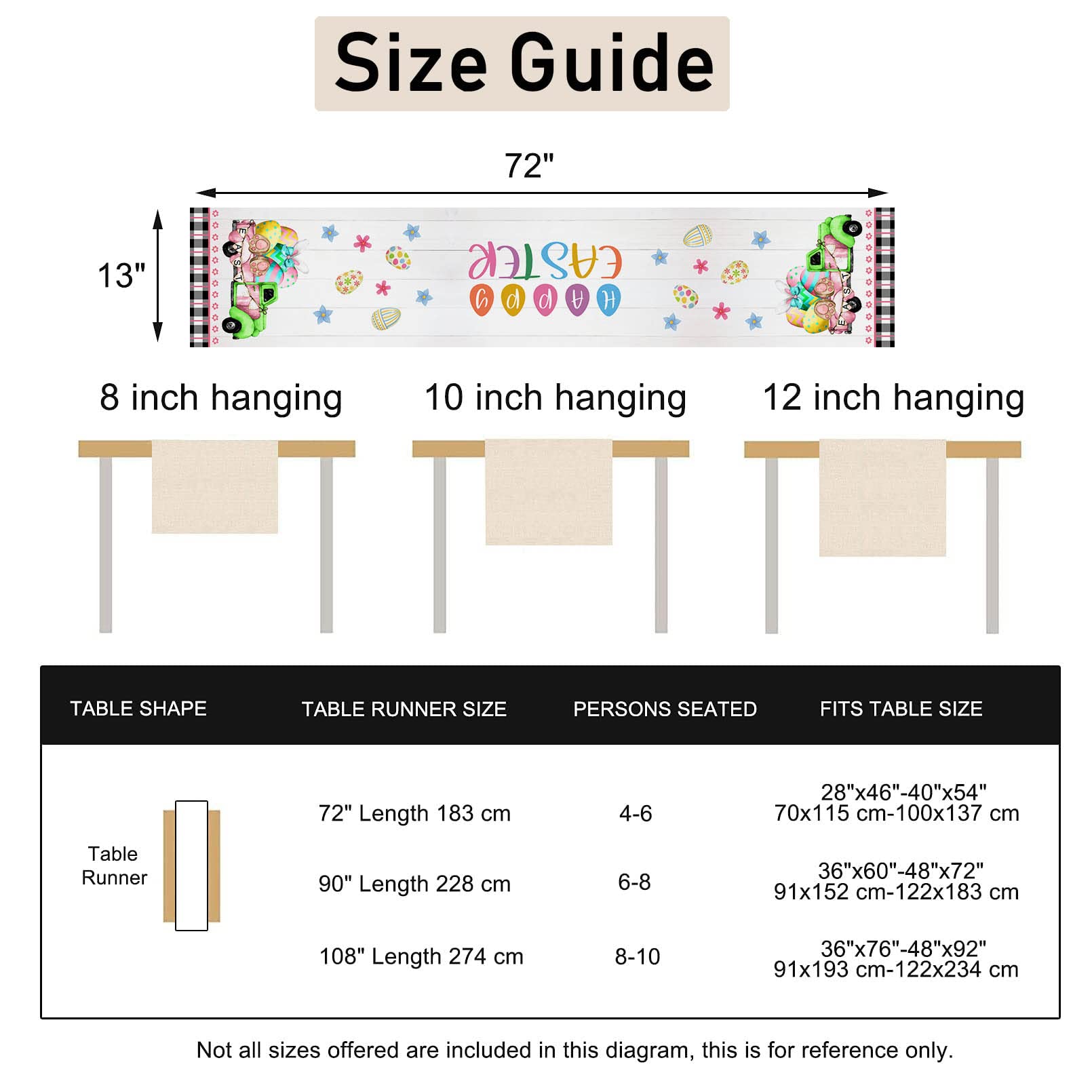 LARMOY 13x72 Inches Easter Table Runner - Truck with Bunny, Eggs & Flowers Spring Kitchen Dining Decor for Holiday Party, Coffee Table, Home Celebration | Perfect for Easter Brunch, Family Gatherings & Seasonal Home Decoration