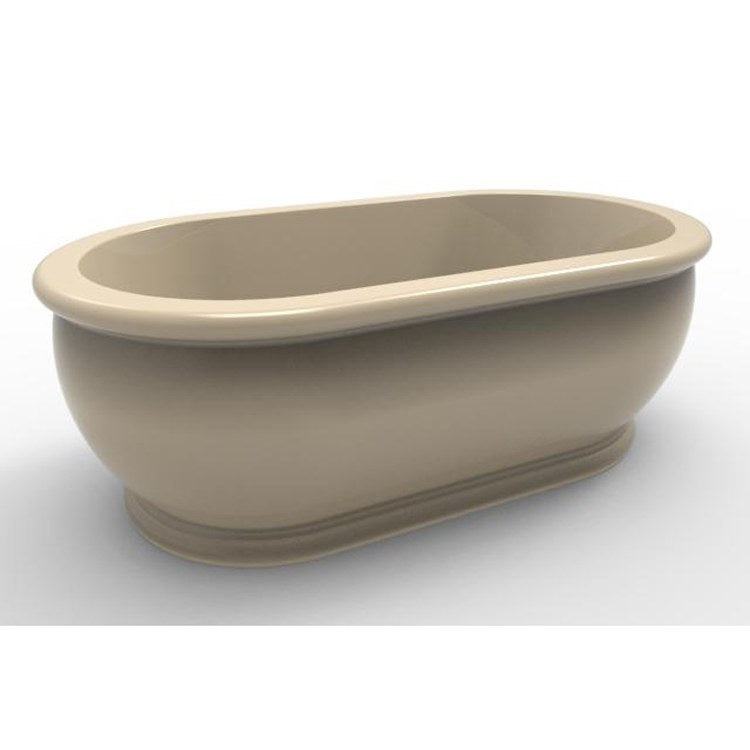 Air Tub Designer Collection Domingo Freestanding Bone Oval Acrylic Bathtub 66 x 36 x 24 Inch - Luxury Soaking Tub for Modern Bathroom & Spa Relaxation