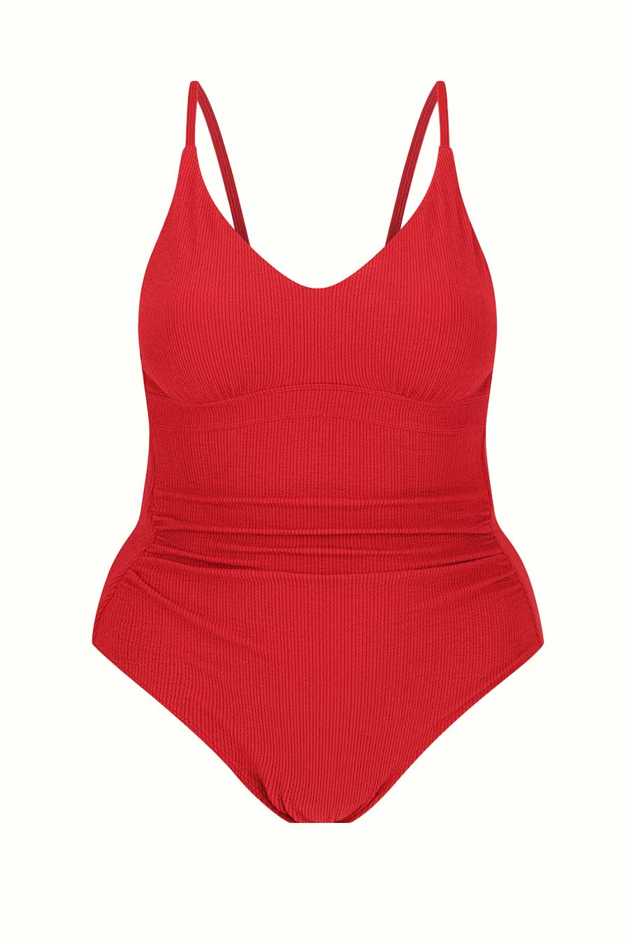 Coolum Core Support One Piece Swimsuit - Red Textured Design for Women | Perfect for Beach, Pool & Summer Vacations