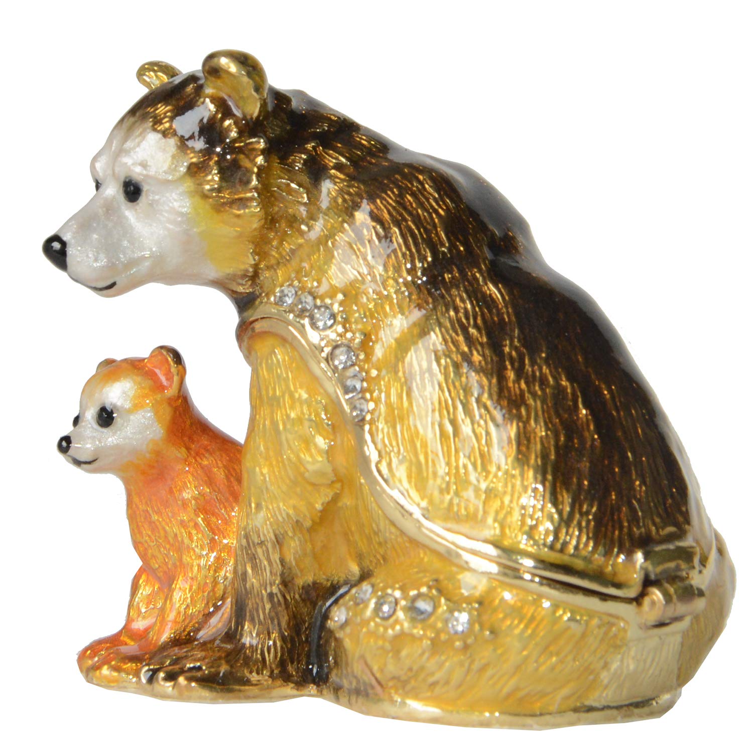 Hand-Painted Bear Trinket Box - Hinged Lid Jewelry Storage Organizer for Rings & Earrings - Decorative Animal Figurine Collectible Gift for Home Decor & Cabin Aesthetic