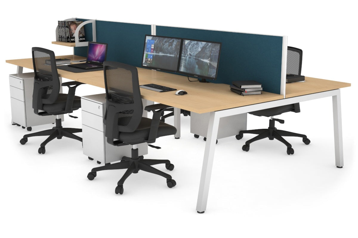 Quadro 4-Person Office Workstation Desk - 1200L x 800W with Cable Management Scallop - Perfect for Collaborative Workspaces, Team Meetings & Open Office Environments