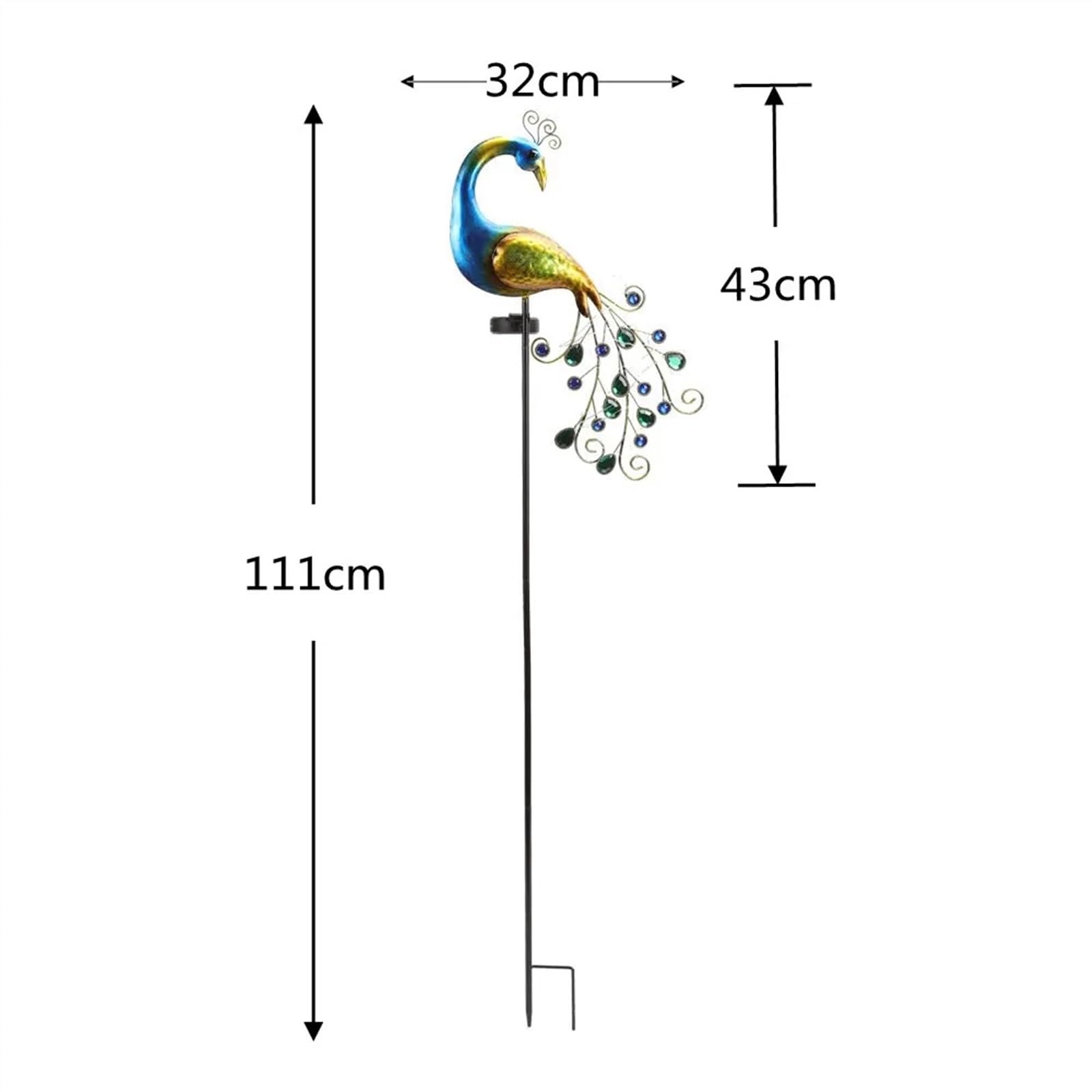 Solar Peacock Lights Outdoor - Metal Peacock Statue Figurine for Lawn, Yard & Garden Decoration - Weatherproof Landscape Sculpture with Solar LED Lighting - Perfect for Patio, Pathway & Backyard Ambiance