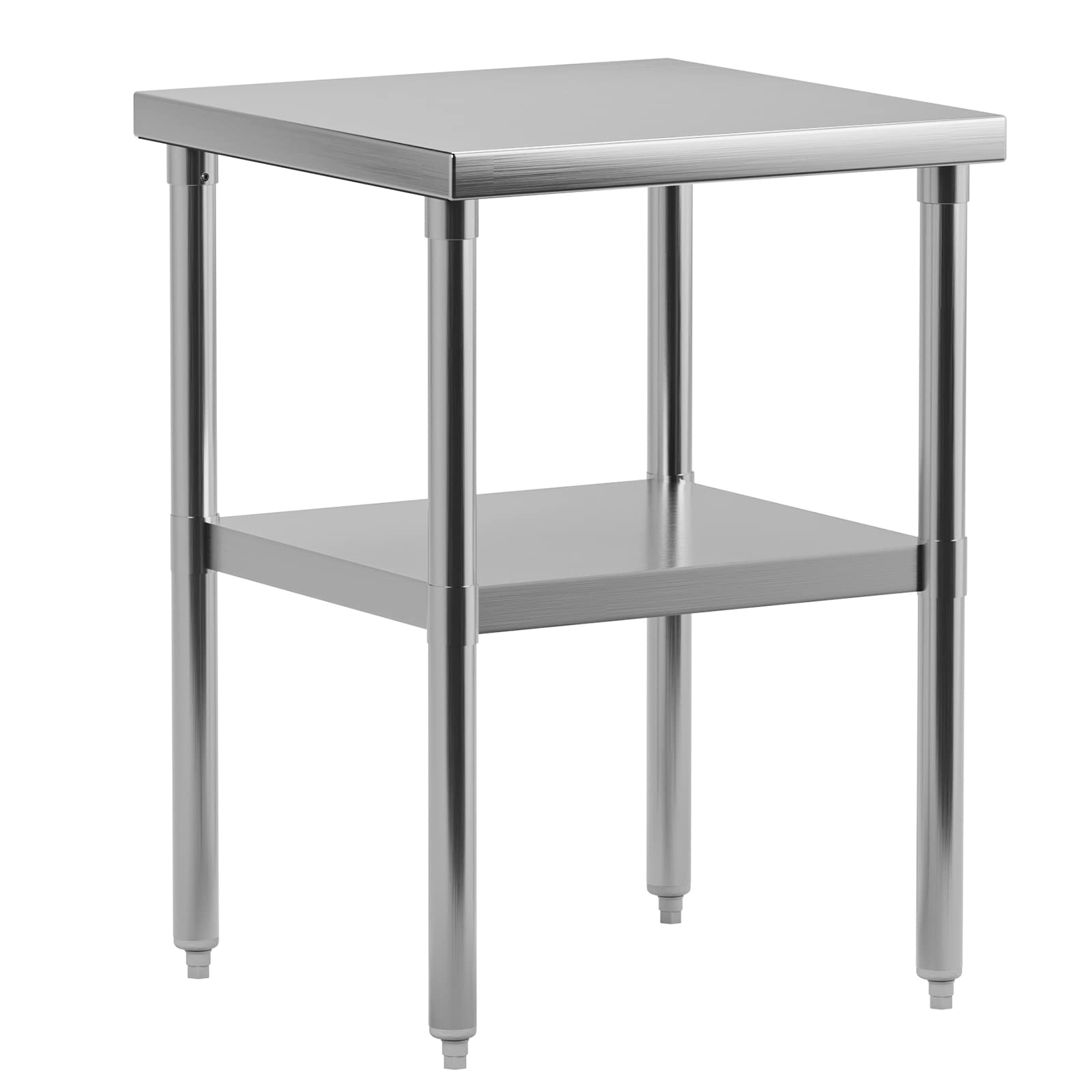Heavy Duty NSF Certified 24x24 Inch Stainless Steel Work Table with Undershelf - Commercial Kitchen Prep Table for Restaurant, Hotel & Home Use - Perfect for Food Preparation, Baking & Catering Services