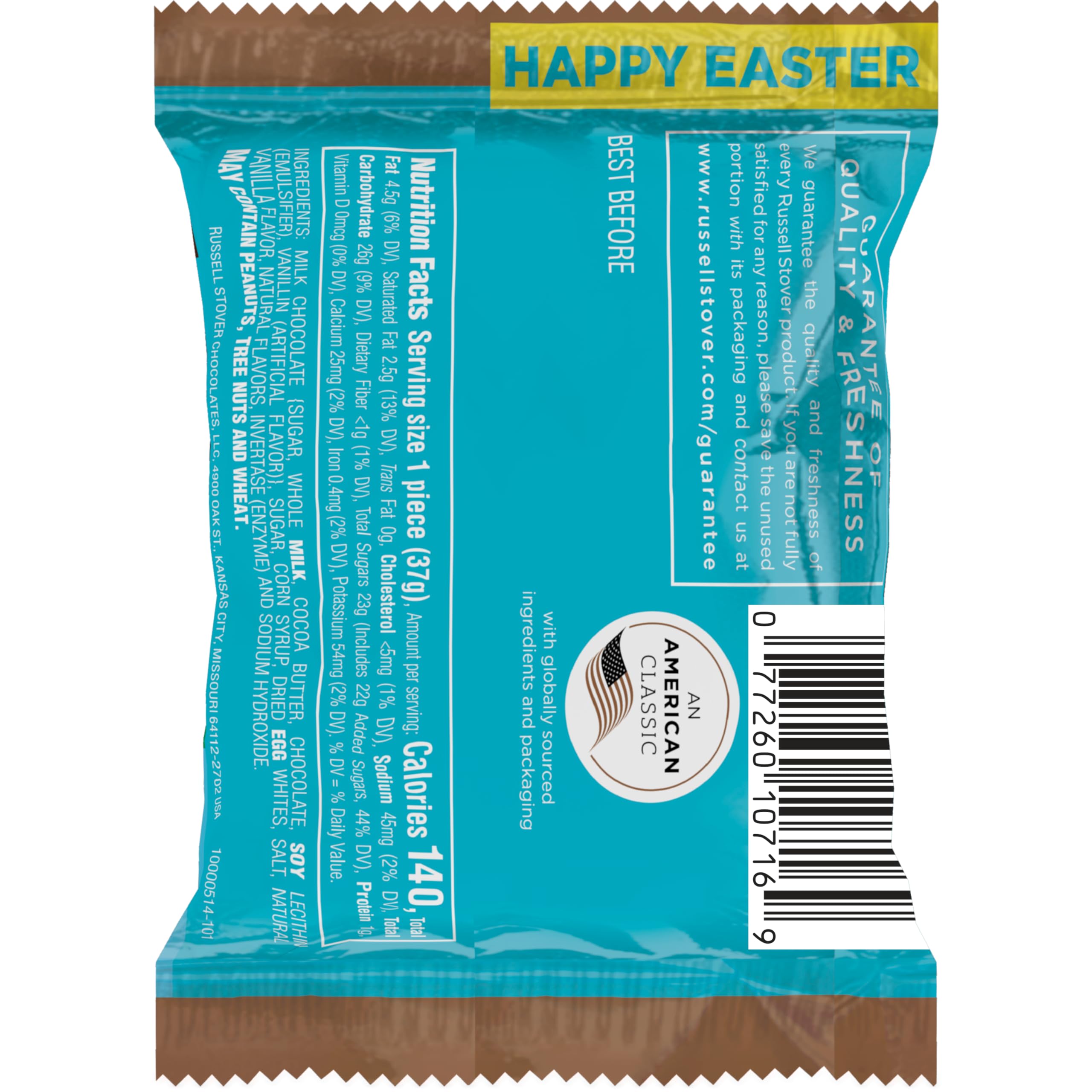 Russell Stover Vanilla Crème Milk Chocolate Easter Eggs - 1.3oz (18 Pack) | Easter Basket Stuffers, Holiday Treats & Party Favors