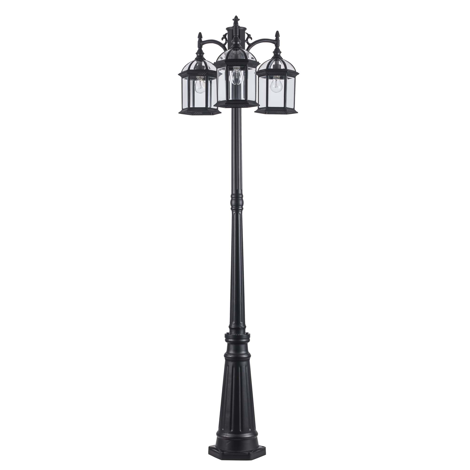 Trans Globe Lighting TG4189 BK Wentworth Collection - 3-Light Outdoor Lantern Post Mount in Black Finish | Traditional Style Light Fixture for Porch, Garden & Pathway Lighting