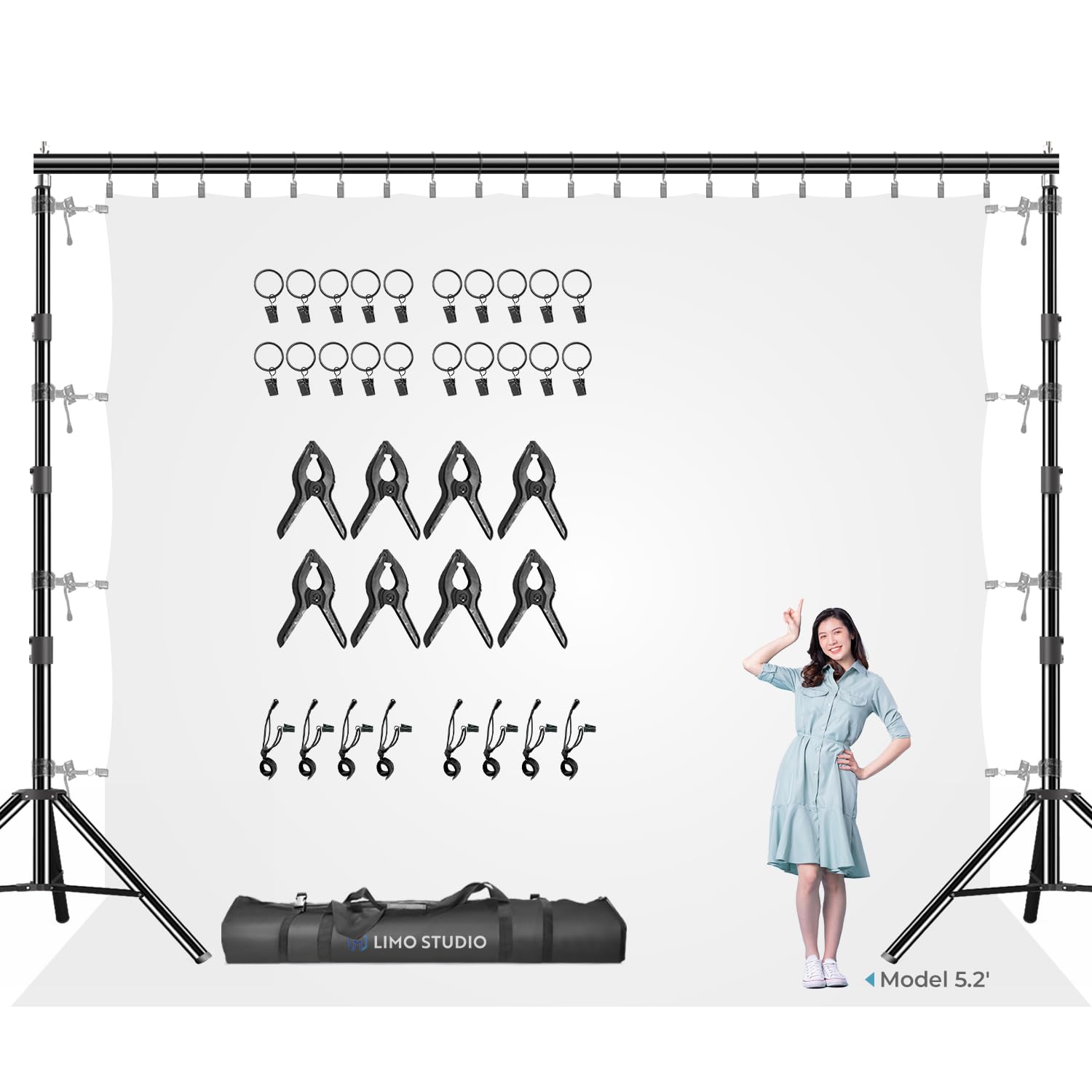 LimoStudio (Upgraded Super Duty) 12.5 x 10 ft Professional Photography Backdrop Stand - Heavy Duty Adjustable Background Support System with Enhanced Stability for Studio, Portrait, and Event Photography - No Bending No Shaking Strong Metal Poles - AGG3002