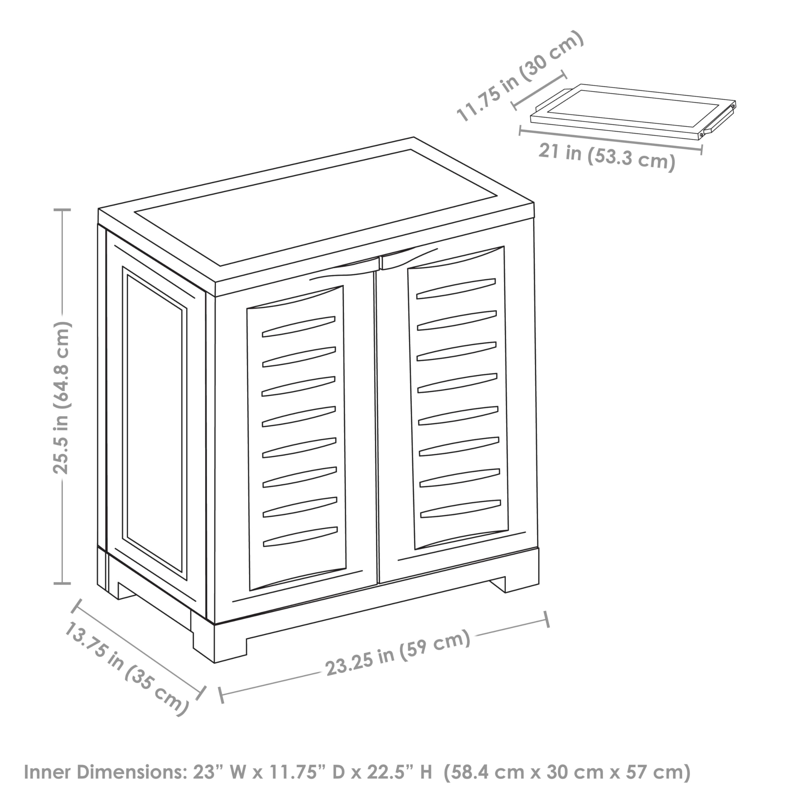 Sunnydaze Freestanding Storage Cabinet with Doors - Indoor & Outdoor Organizer - 25.5