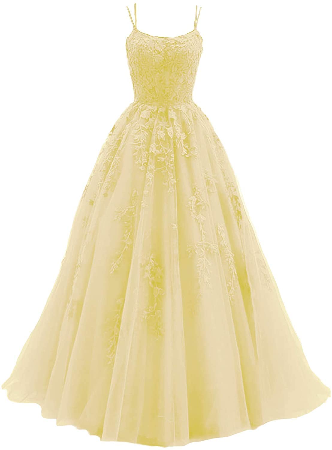 Elegant Spaghetti Strap Ball Gown with Tulle & Lace Appliques - Women's Prom Dress, Long Quinceañera Gown for Weddings, Parties & Special Occasions