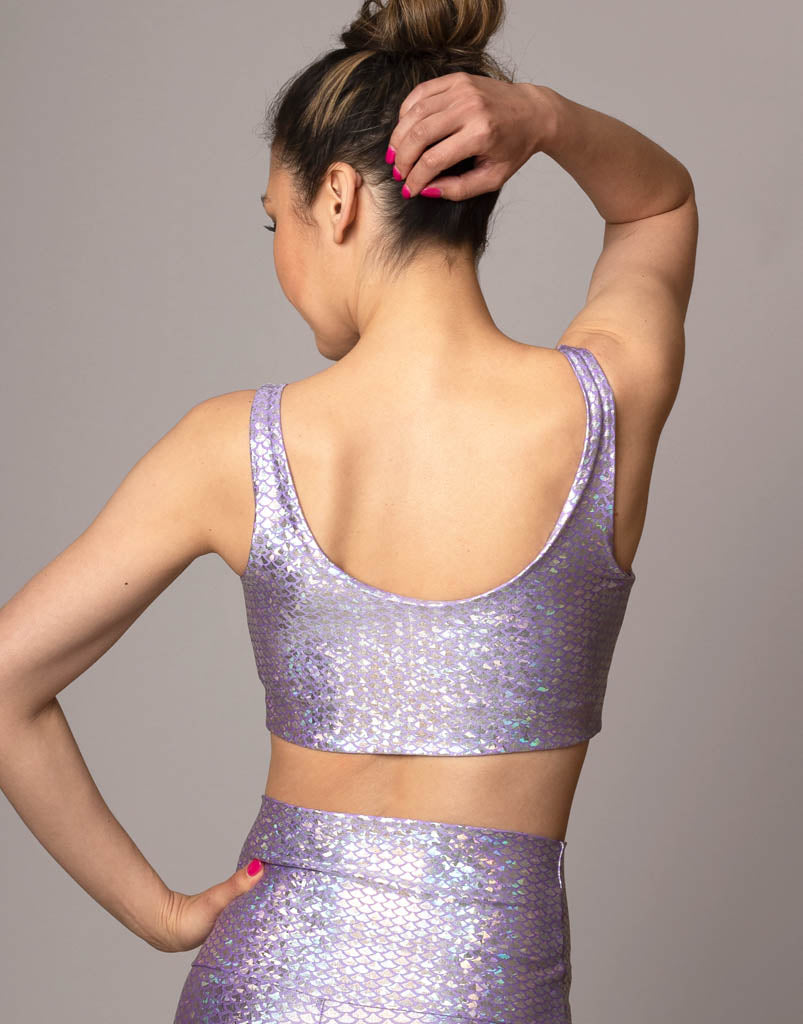 Lavender Mermaid V-Neck Crop Top for Women - Sexy Summer Beachwear & Boho Festival Outfit