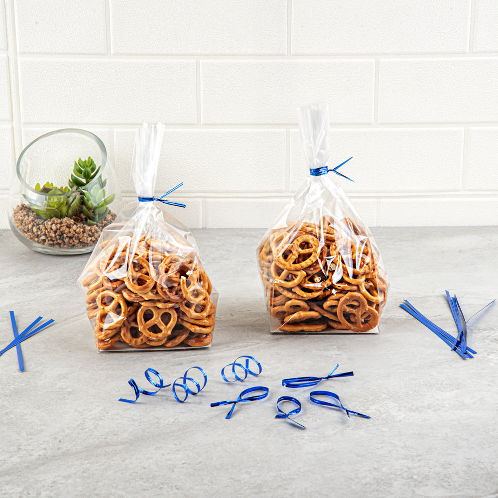 Premium Blue Metallic Twist Ties for Bags - 500 Count Box | Secure & Reusable Bag Closures for Food Storage, Gift Wrapping & Organization
