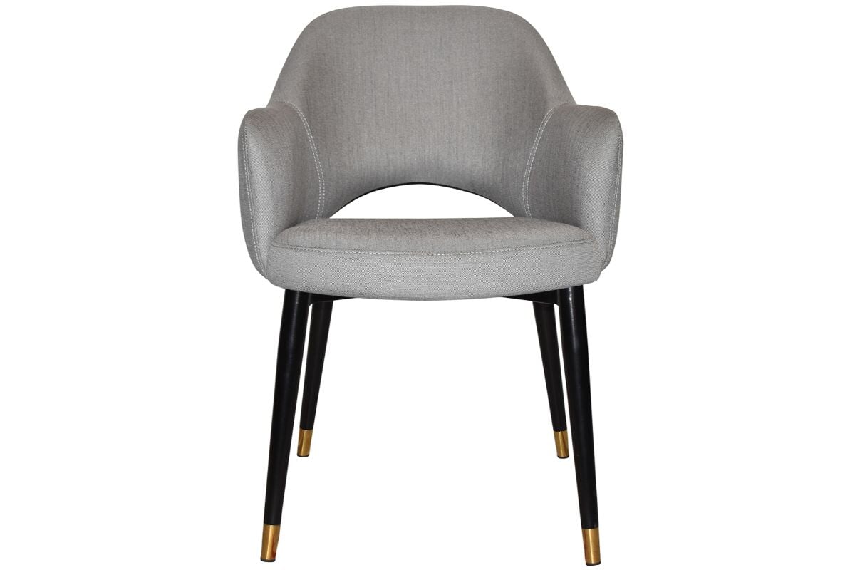 EZ Hospitality Cairo Indoor Armchair with Metal Base - Slim Black Brass 4-Leg Design for Living Room, Office or Dining Room Decor