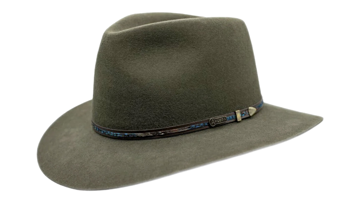 Akubra 'Leisure Time' Wool Felt Fedora Hat in Fern Green - Perfect for Outdoor Adventures, Bushwalking, and Casual Wear