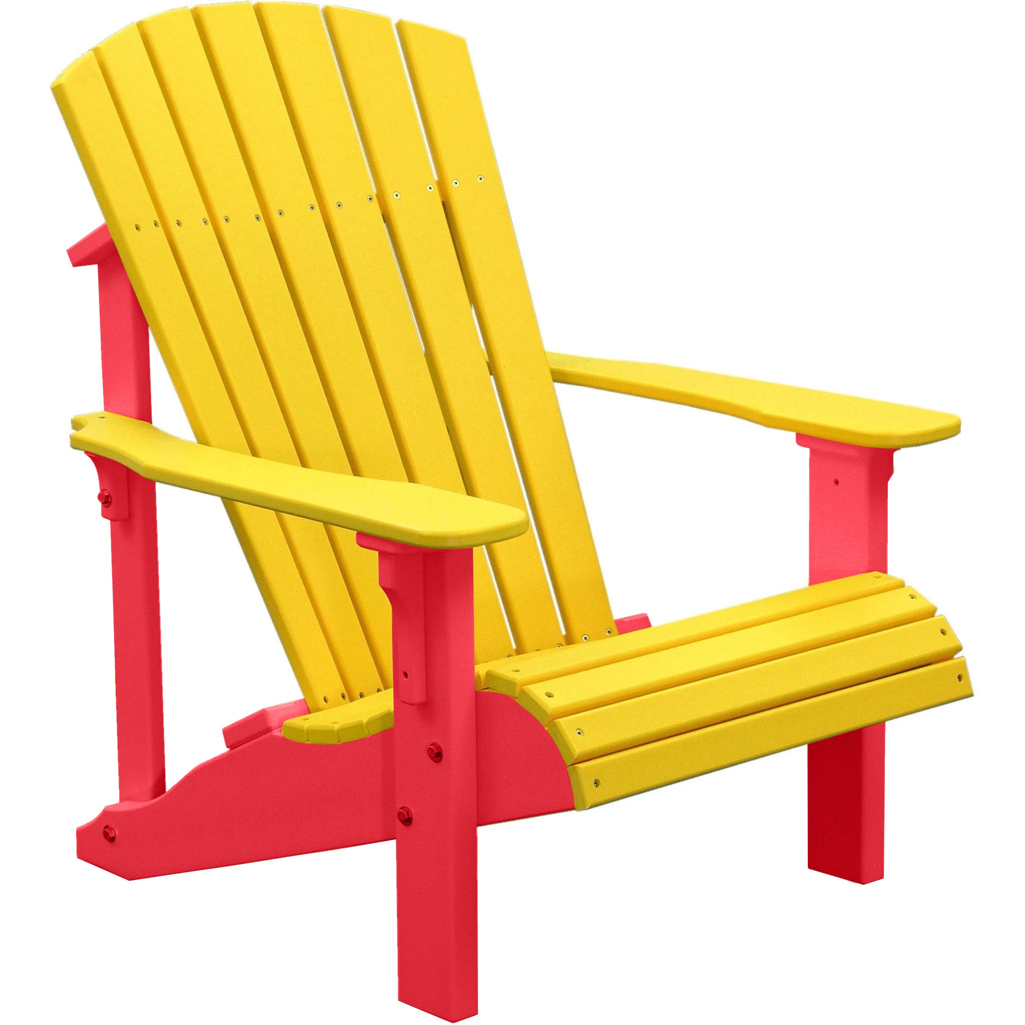 Premium Yellow Recycled Plastic Adirondack Chair - Eco-Friendly Outdoor Patio Furniture for Garden, Poolside & Backyard Relaxation