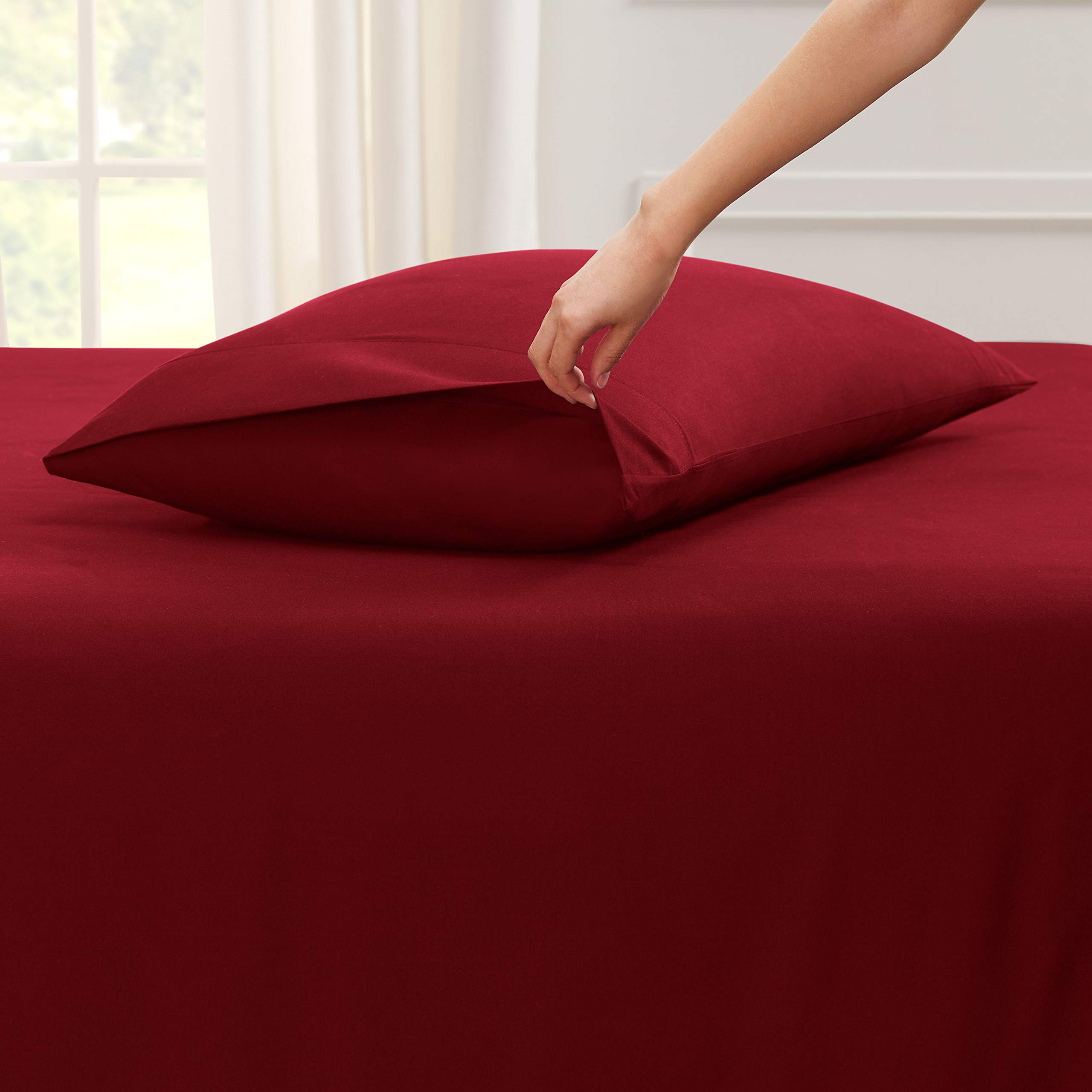 Empyrean Bedding Royal Pillowcases - Queen Size Set of 2 - Ruby Wine (Burgundy) - Luxury 100% Cotton Pillow Covers for Bedroom Decor, Hotel Style, Gift Idea