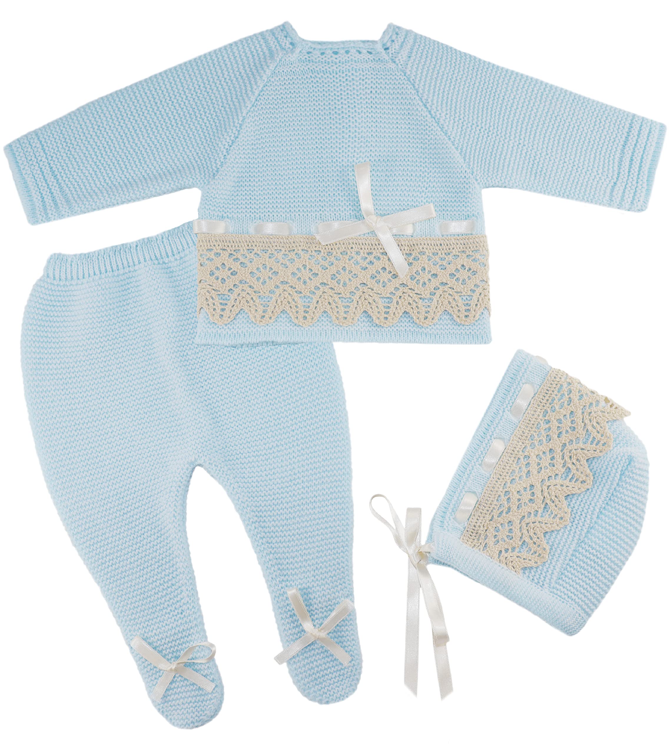 Newborn Baby Knitted Clothes Set - Soft Cotton Coming Home Outfit for Boys & Girls | Perfect for Hospital Photos, Christening & First Family Outings