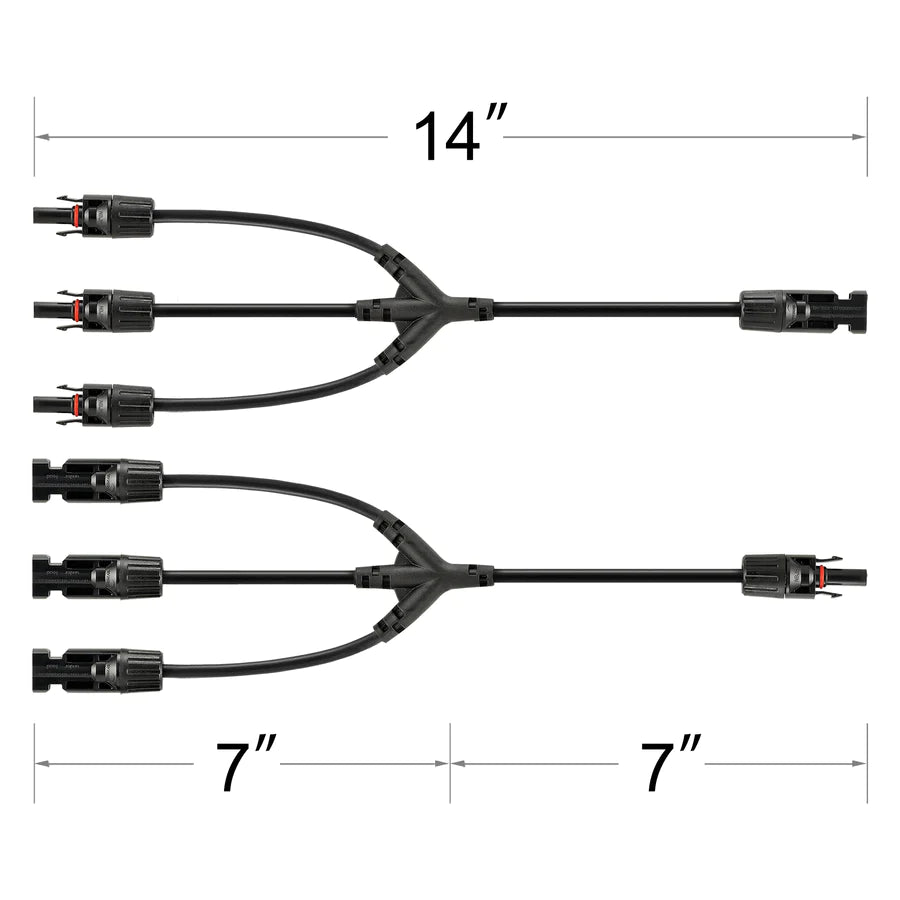 Rich Solar Y Branch Parallel Adapters 3 to 1 - Solar Panel Connector for RV, Boat & Off-Grid Power Systems | Weatherproof & Durable PV Combiner