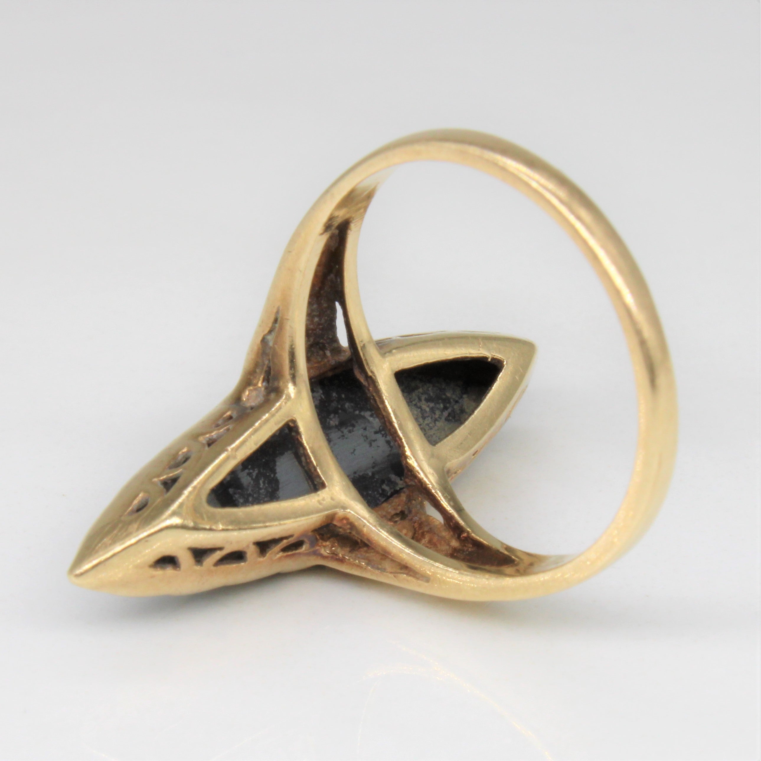 4.50ct Hematite Navette Ring Size 6.5 - Elegant Gothic Jewelry for Women, Perfect for Evening Parties, Weddings & Special Occasions