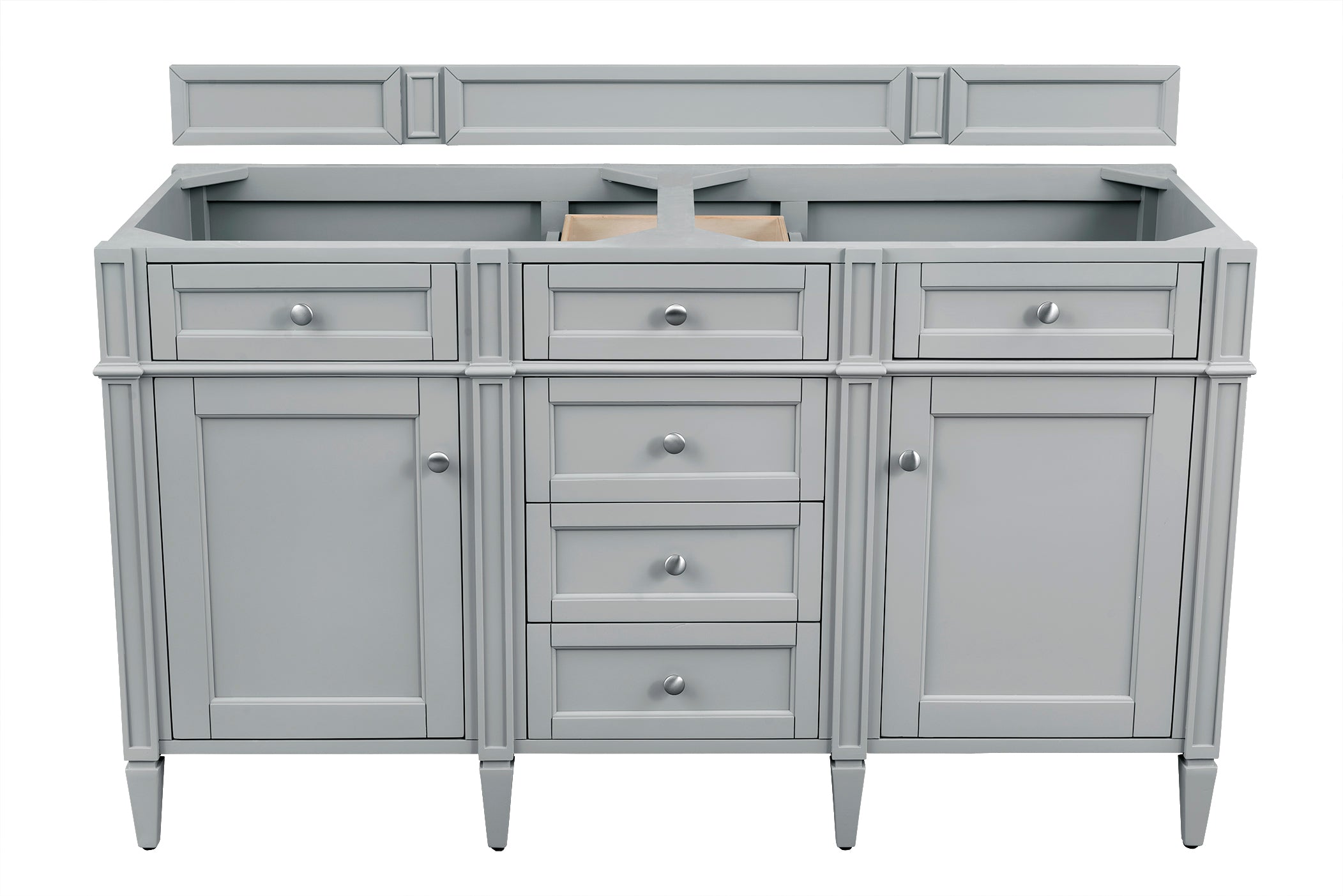 Brittany 60-Inch Urban Gray Double Vanity Bathroom Sink with Countertop - Perfect for Modern Master Bathrooms and Spacious Powder Rooms