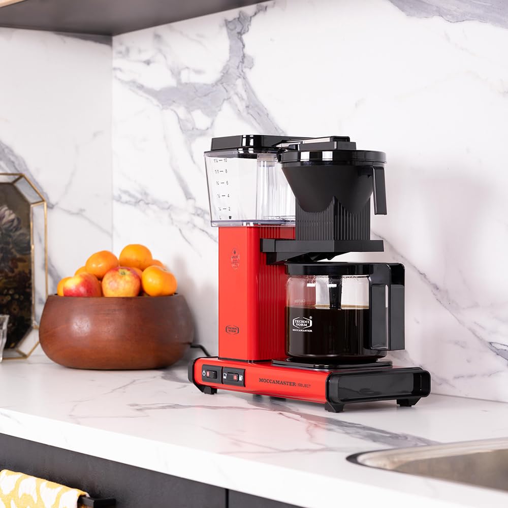 Moccamaster KBG Select Drip Coffee Maker - 1.25L Capacity, Thermal Carafe, Red - Perfect for Home, Office & Coffee Shops - Brews 10 Cups of Fresh Coffee