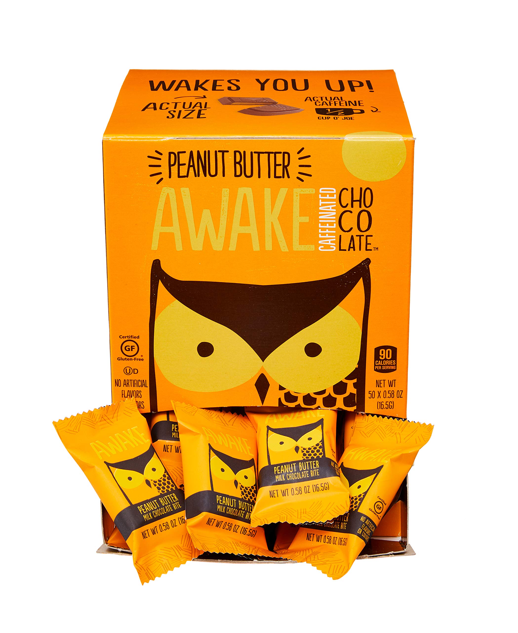 Awake Caffeinated Chocolate Energy Bites with Peanut Butter - 300 Count Pack for Workout, Hiking & Study Boost - Natural Energy Snack for Adults