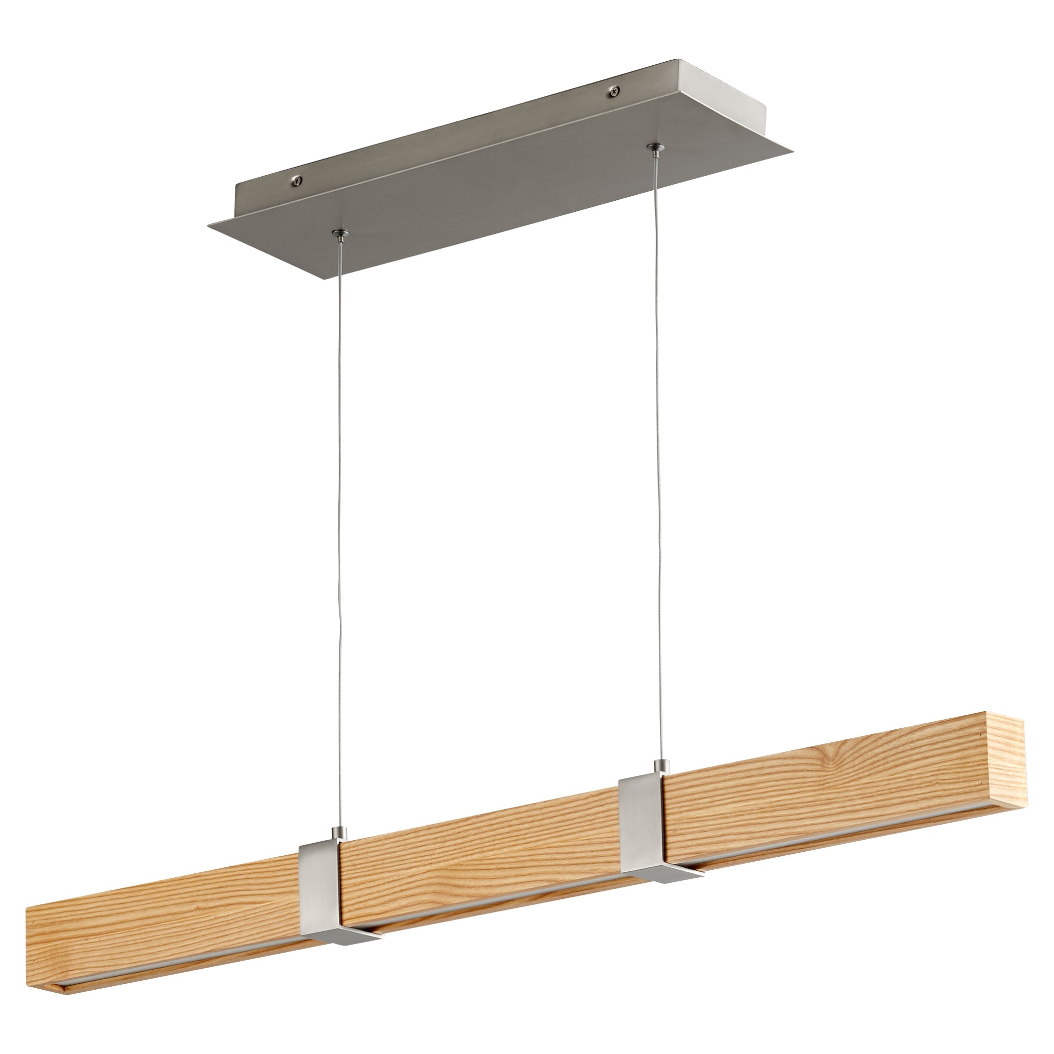 Oxygen Decca 3 36 5224 Modern Pendant Light Fixture in Satin Nickel with White Oak Shade - Perfect for Dining Room, Kitchen Island, and Contemporary Home Decor