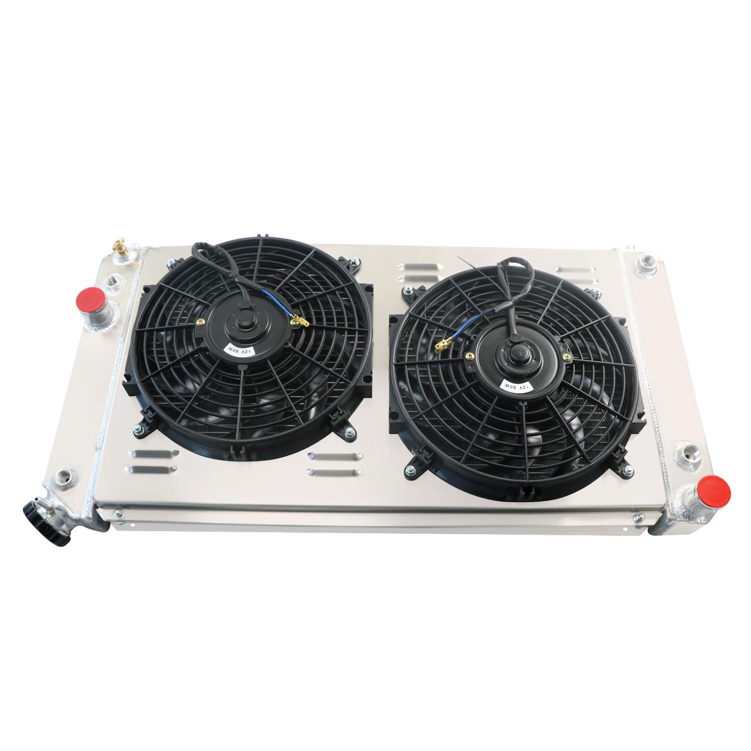 High-Performance All-Aluminum Radiator for 1996-2005 Chevy S10 Blazer C1500 Truck, GMC Sonoma, Jimmy, Isuzu Hombre & Oldsmobile Bravada - 3 Row Cooling System with Shroud, Fans & Relay - Perfect for Off-Roading, Towing & High-Temperature Conditions