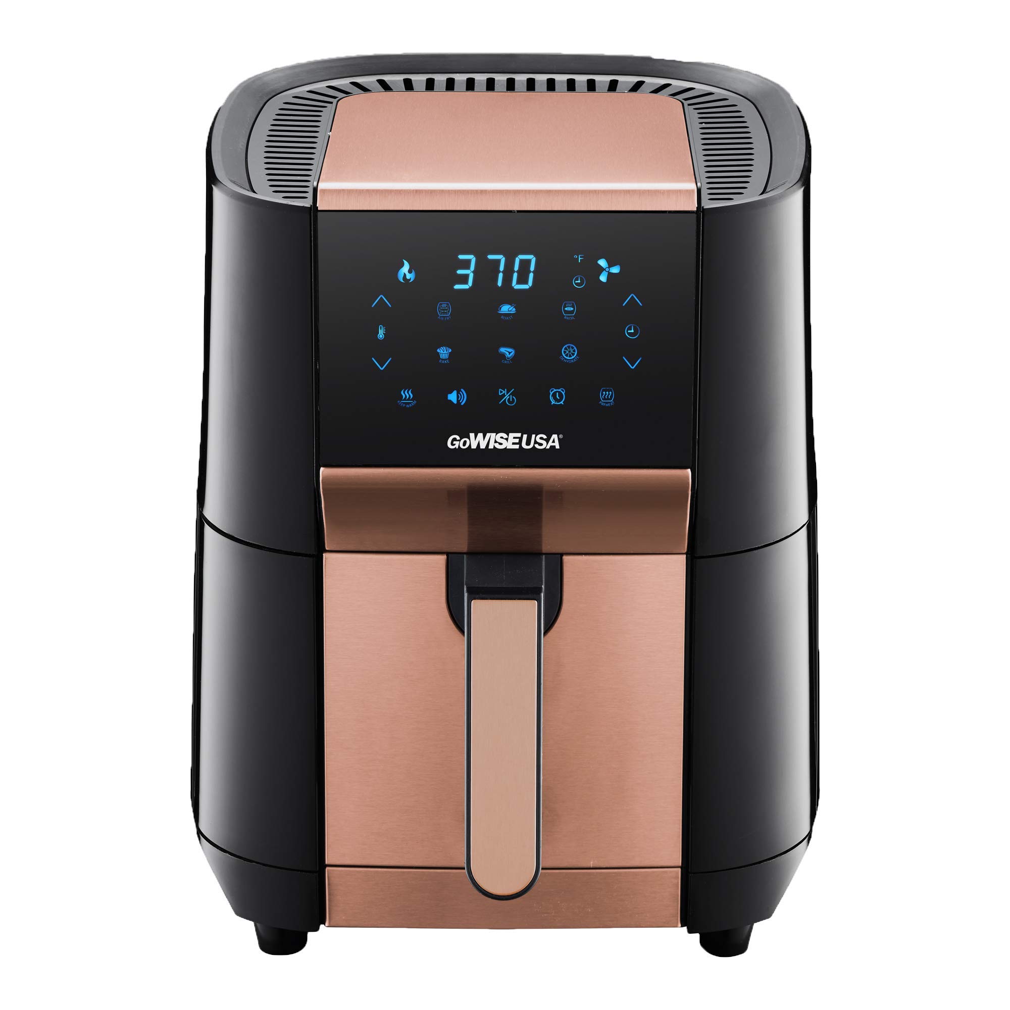 GoWISE USA 7-Quart Digital Air Fryer & Food Dehydrator - Touchscreen Display, Stackable Dehydrating Racks, Preheat & Broil Functions, Includes 100 Recipes & Parchment Paper - Perfect for Healthy Cooking, Meal Prep & Snacks