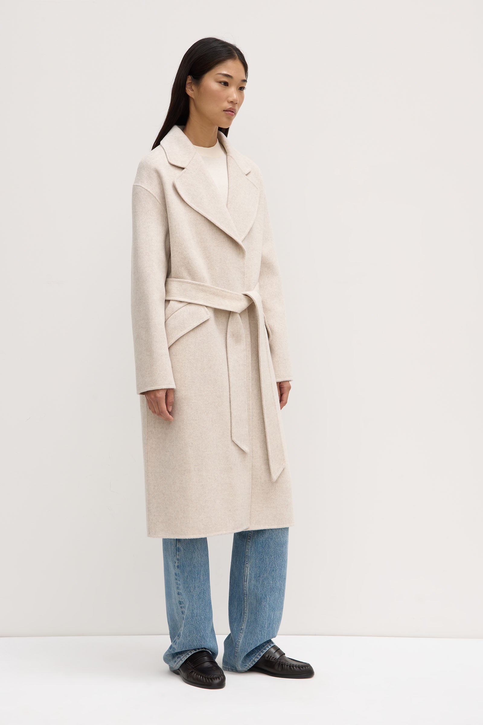Sadie Single Breasted Wool Coat for Women - Warm Oat Marle Winter Trench Coat - Perfect for Office, Dating & Formal Occasions