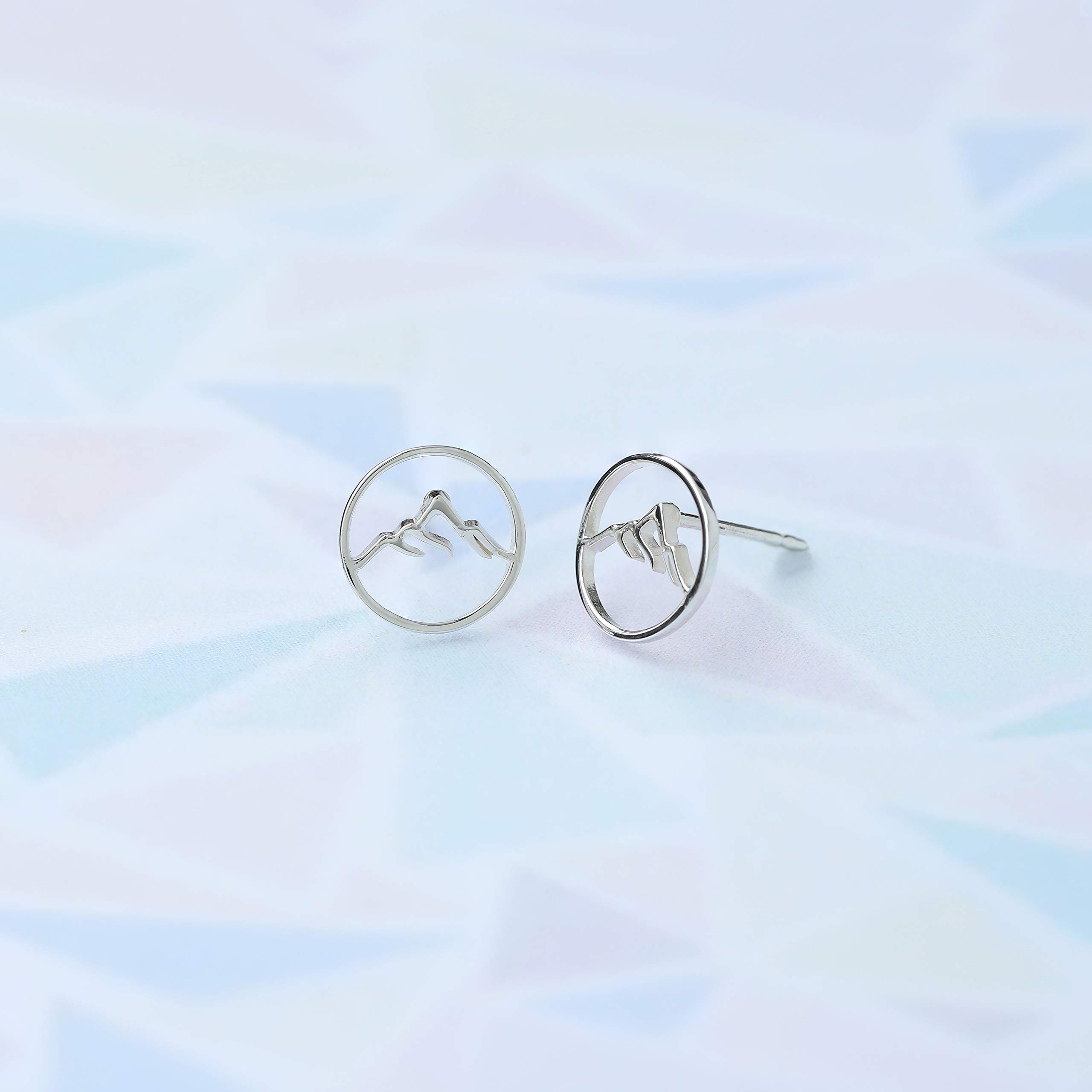 Boma Jewelry Sterling Silver Circle Mountain Peak Stud Earrings for Women – Minimalist Geometric Earrings for Everyday Wear, Gifts & Special Occasions