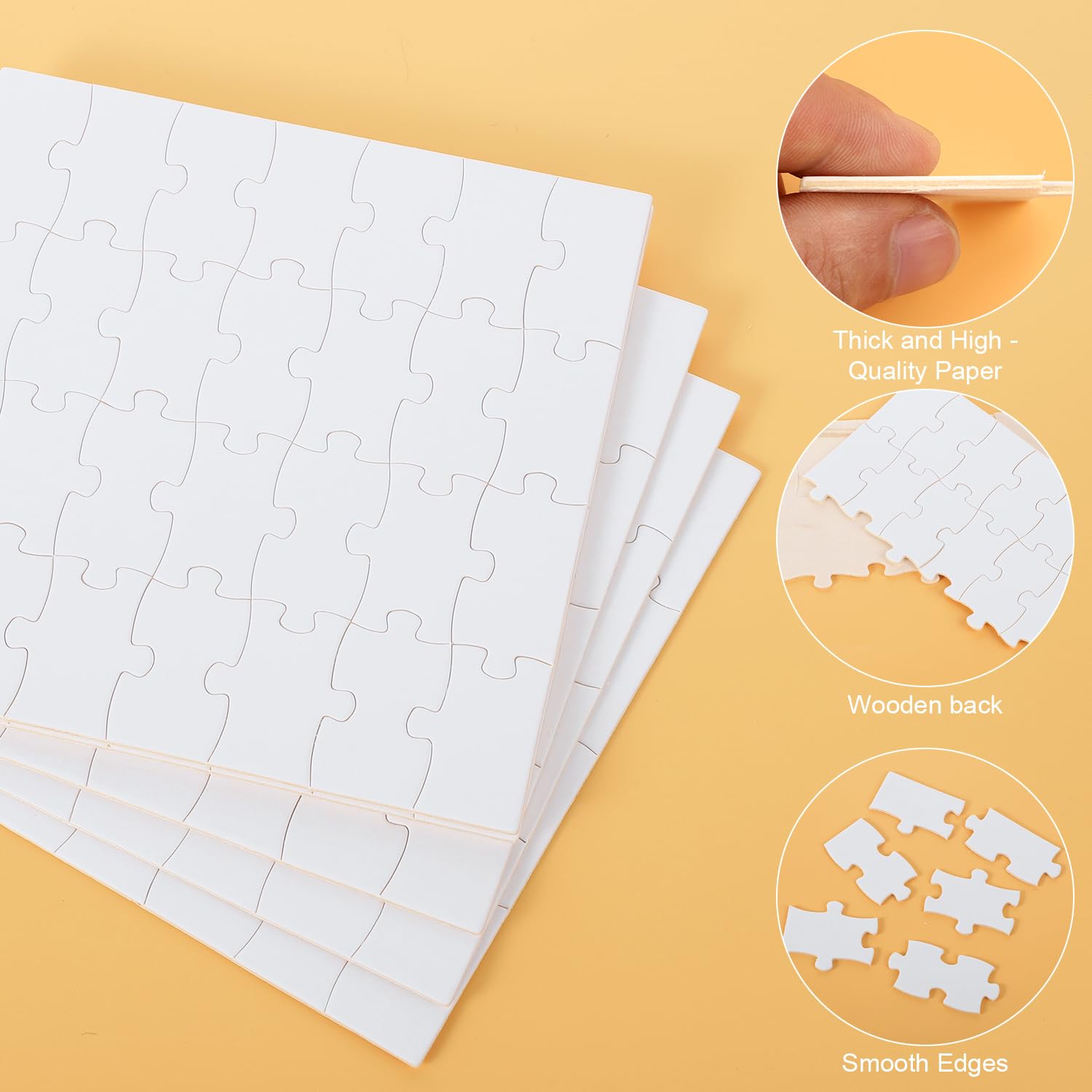 10 Sheets Blank Jigsaw Puzzles for Kids - 6.3x6.3 Inch DIY Paintable & Writable Puzzle Set (28 Pieces) - Perfect for Arts & Crafts, Party Favors, Classroom Activities and Family Game Night