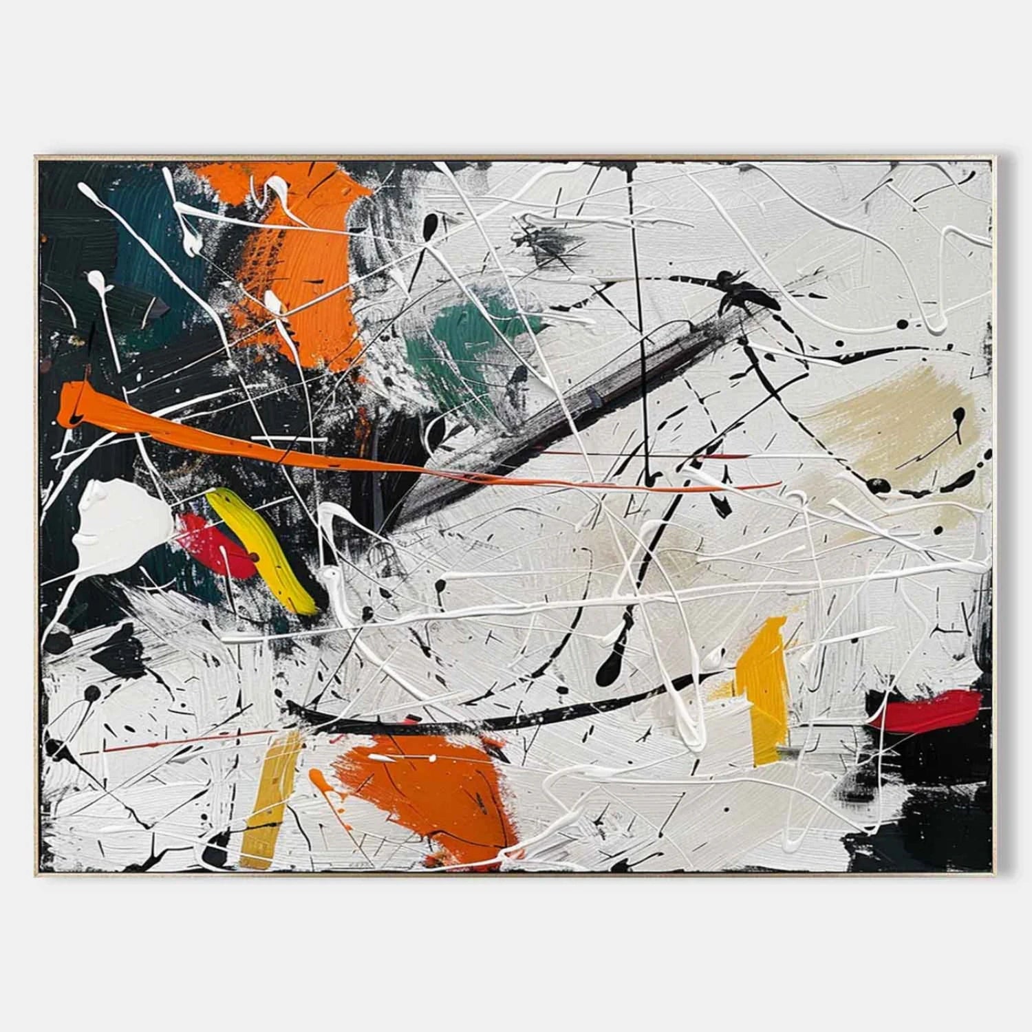 Pollock Art #JP005 - Abstract Drip Painting Wall Decor for Modern Home & Office | Perfect for Living Room, Bedroom & Office Spaces
