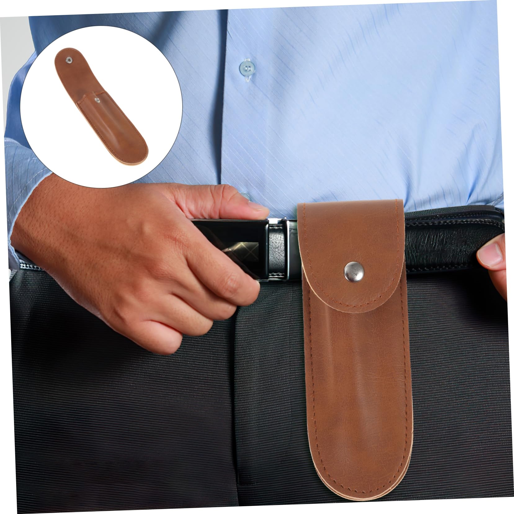 Healifty PU Leather Razor Protective Case - Compact Travel Shaver Bag for Men & Women, Anti-Scratch & Pressure-Resistant Cover for Electric Razors - Perfect for Travel, Gym, and Daily Storage