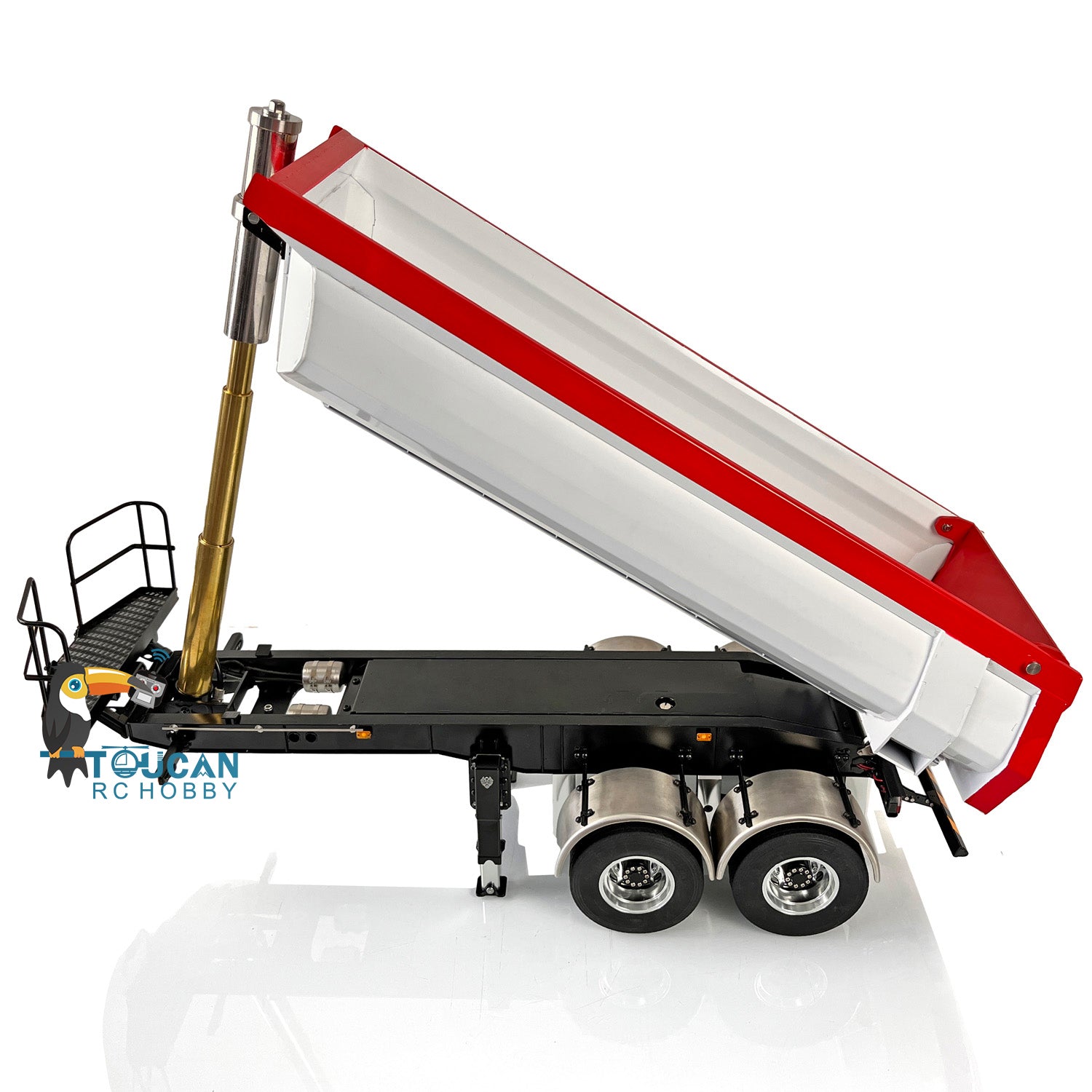 1/14 Scale LESU Metal U-Type Hopper Hydraulic Semi Trailer Dumper with ESC, Oil Tank & Electric Legs - TAMIYA Truck Compatible DIY Model Car for Construction & Farm Scenes