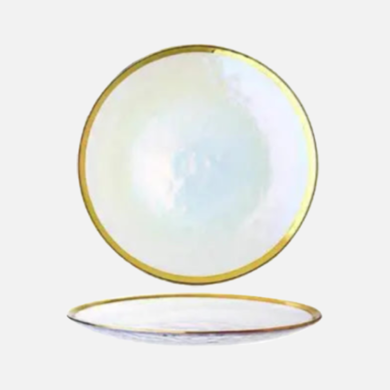 Aurora Gold Edge Glass Plate & Bowl Set - Elegant Dinnerware for Special Occasions, Perfect for Weddings, Parties, and Fine Dining