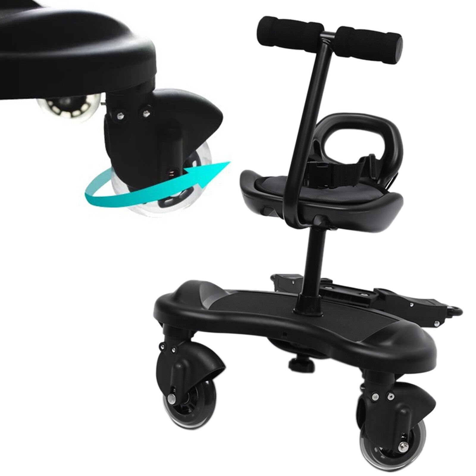 Universal 2-in-1 Stroller Board with Detachable Seat - Standing Ride-On Board for Toddlers (Up to 44lbs) - Perfect for Shopping, Travel & Everyday Use with Kids