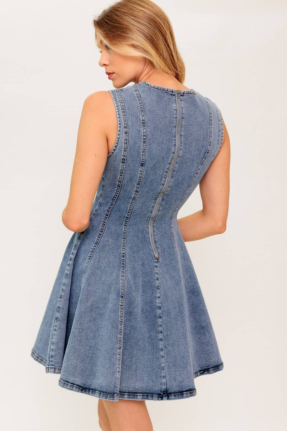CAUGHT IN THE MOMENT Acid Wash Denim Mini Dress - Perfect for Casual Outings, Parties & Summer Fashion