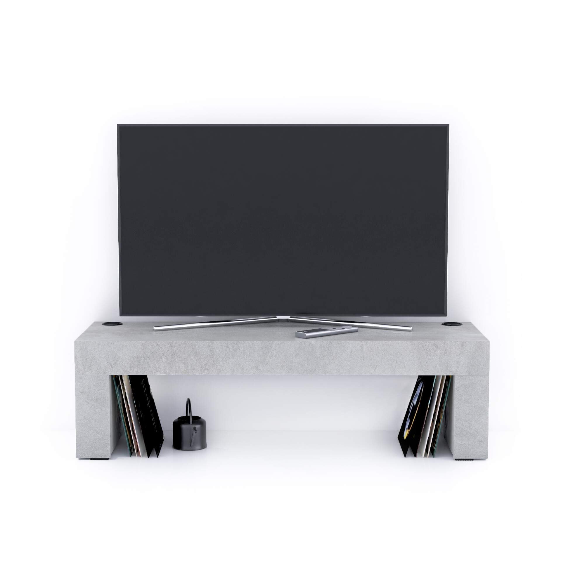 Evolution TV Stand 120x40 with Wireless Charger - Modern Concrete Effect Grey TV Console - Made in Italy - Perfect for Living Room & Home Theater Setup