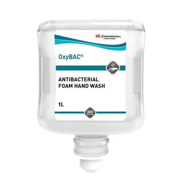 SC Johnson Deb OxyBAC Antibacterial Foam Hand Wash - Kills 99.9% Germs, Moisturizing Formula for Soft Skin | Ideal for Hospitals, Schools & Home Use