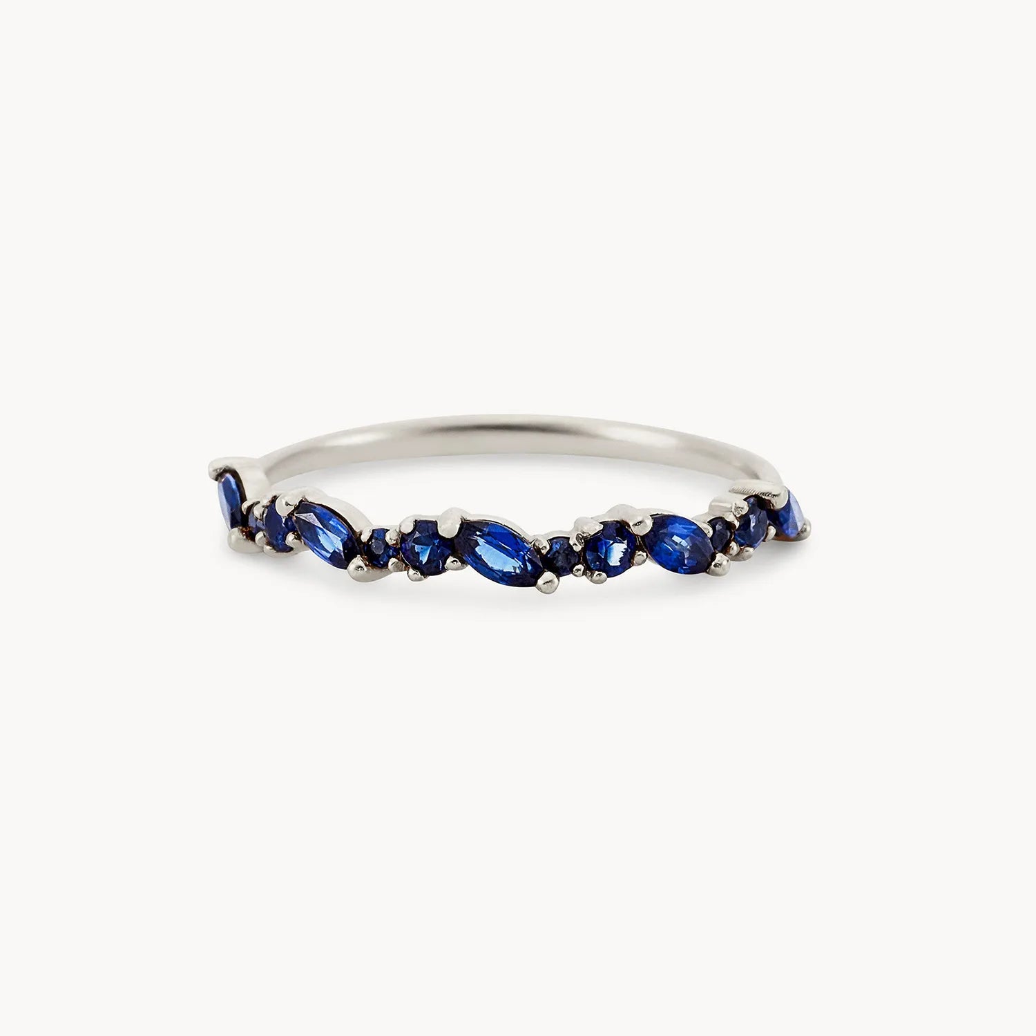 14K White Gold Reverie Band with Genuine Blue Sapphire - Elegant Stackable Ring for Women, Perfect for Weddings, Anniversaries & Everyday Wear