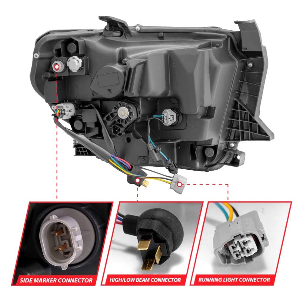 Toyota Tundra 2014-2021 LED Crystal Headlights - Switchback Plank Style Chrome (High/Low Beam) - Direct Replacement for OEM Halogen Models with LED DRL - Upgrade Your Truck's Lighting for Night Driving & Off-Road Adventures