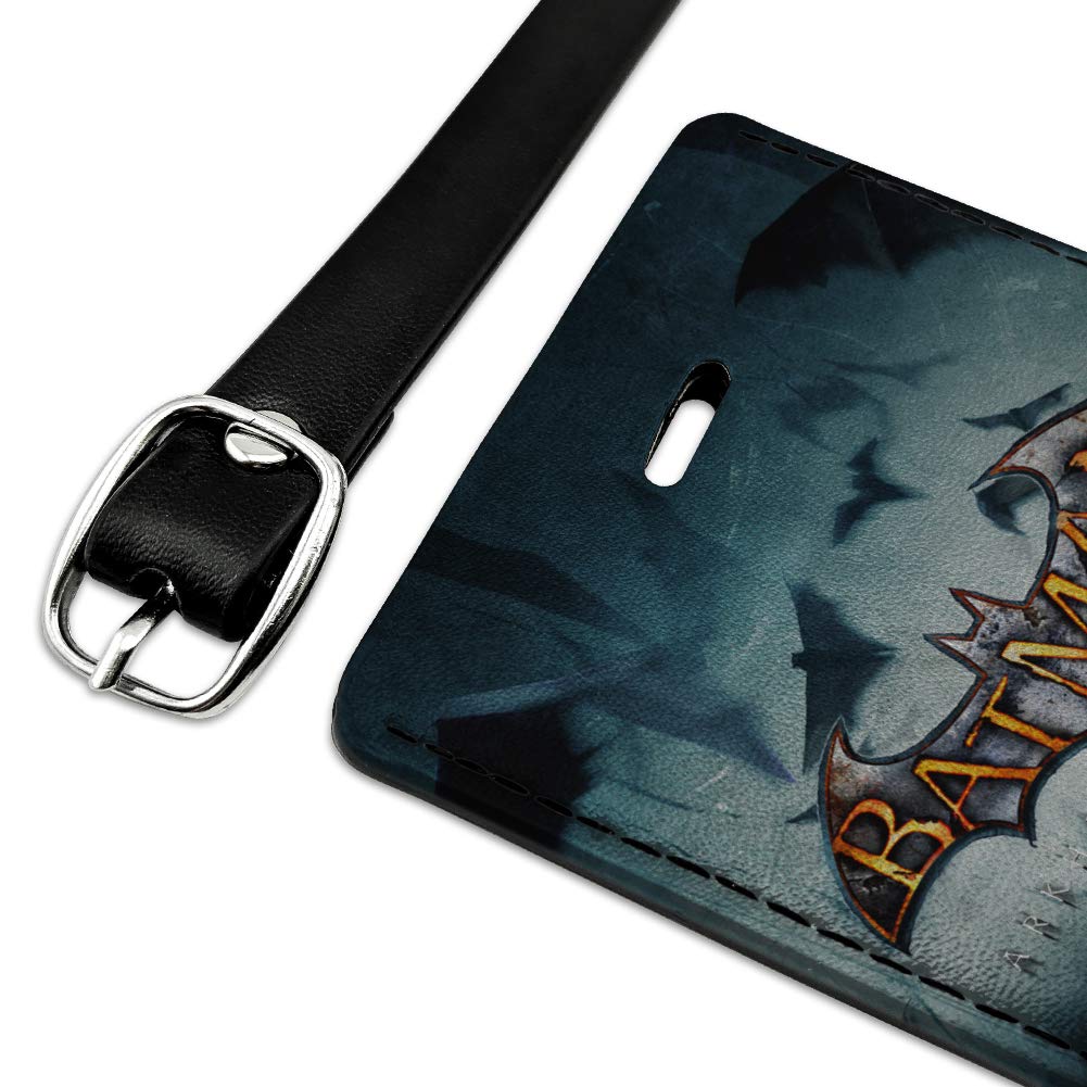 Batman Arkham Asylum Video Game Logo Leather Luggage Tag - Rectangle ID Card Holder for Suitcases, Backpacks & Travel Bags - Perfect for Cosplay, Comic Con & Batman Fans