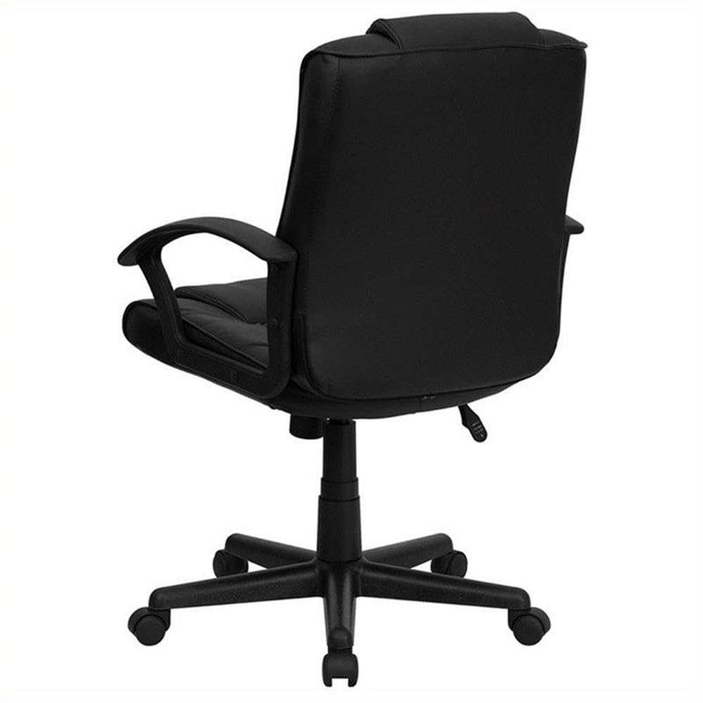 UrbanPro Mid Back Black Leather Office Chair - Ergonomic Executive Desk Chair with Lumbar Support for Home & Office Workspaces