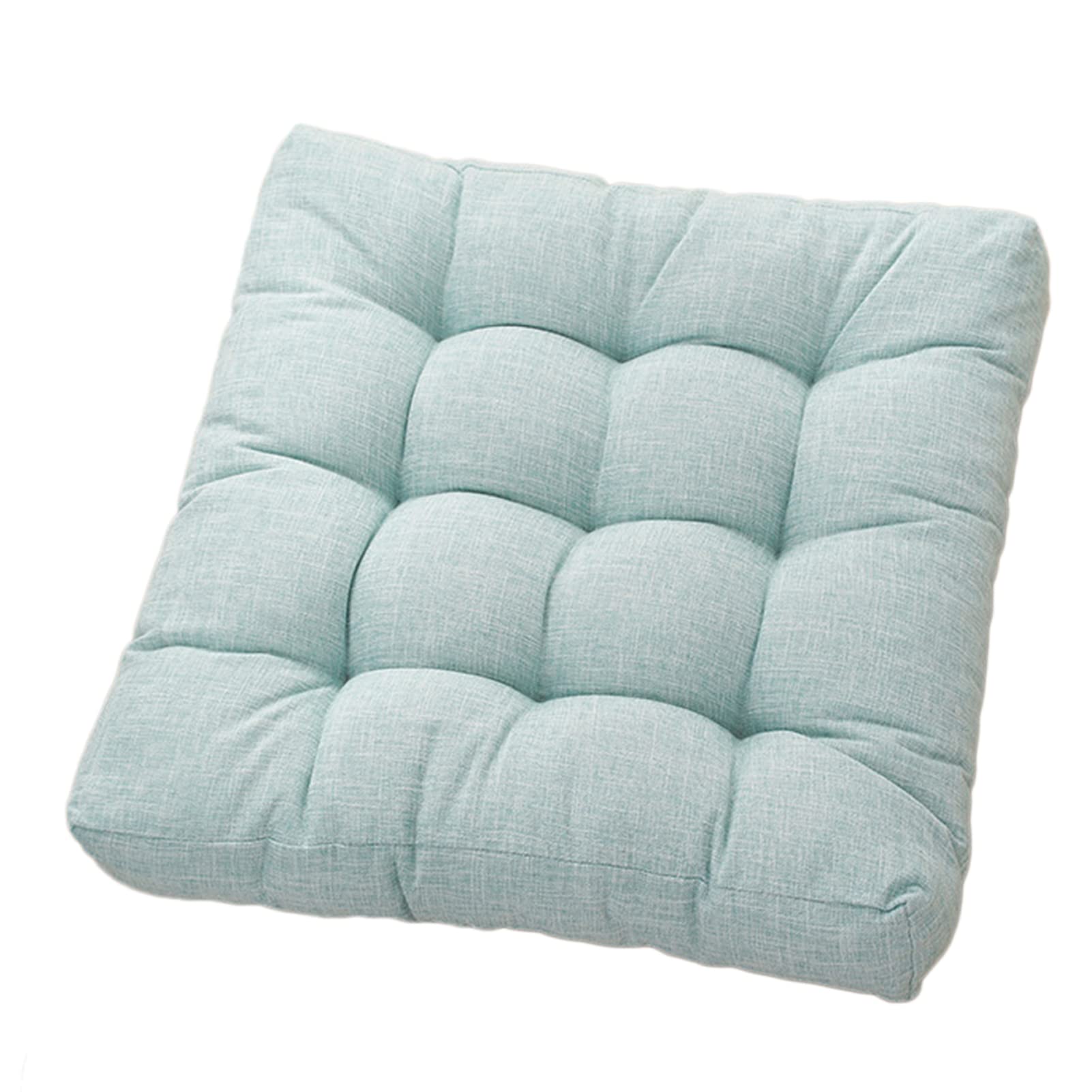EEUK Cotton Linen Square Chair Cushion - 52x52cm Thick Breathable Tatami Seat Pad for Yoga, Meditation, Living Room, Balcony, Office & Outdoor Use - Light Blue Home Decor Comfort Cushion