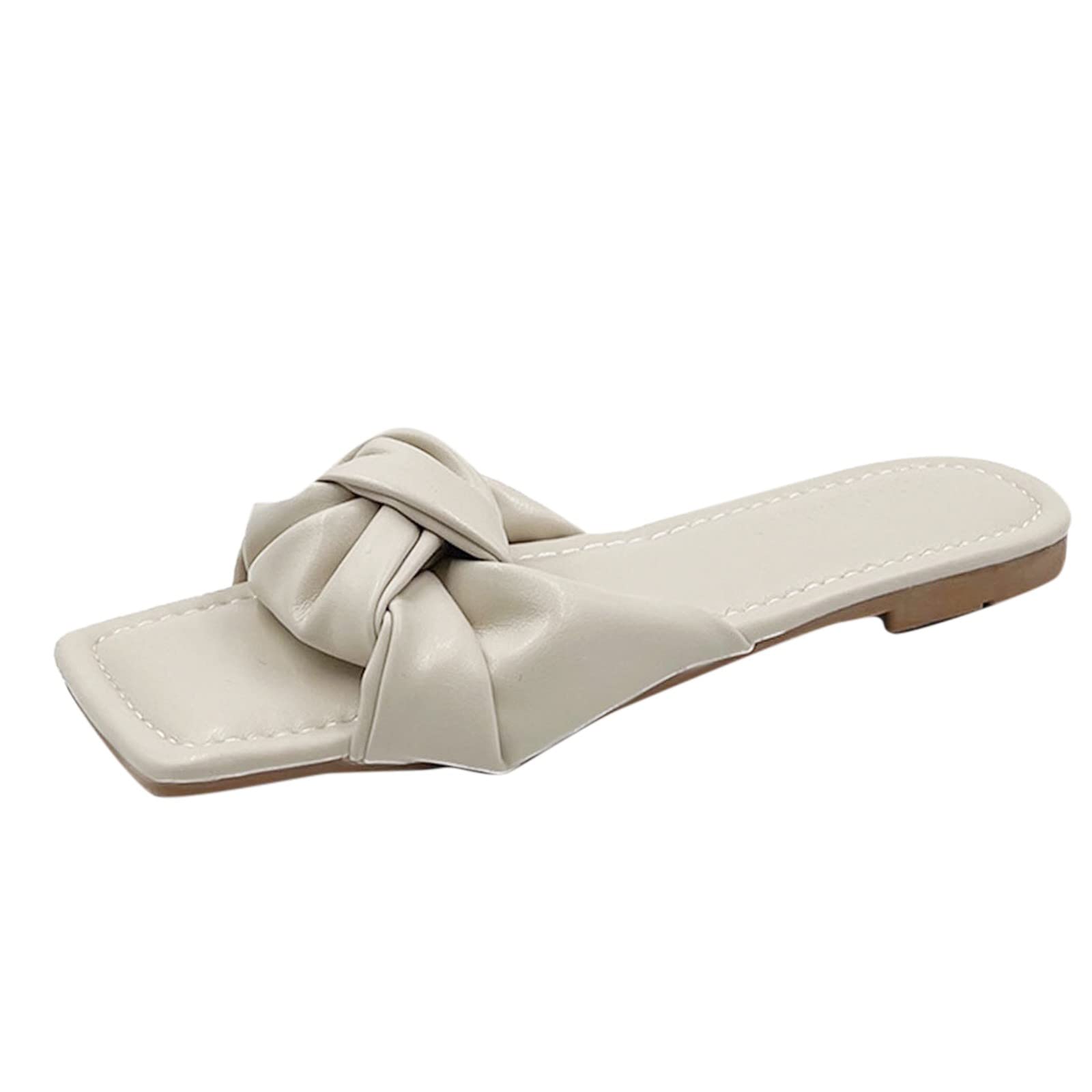 Women's Lightweight Pleated Flat Sandals - Comfortable Spring & Summer Beach Slippers for Casual Wear, Walking, and Outdoor Relaxation
