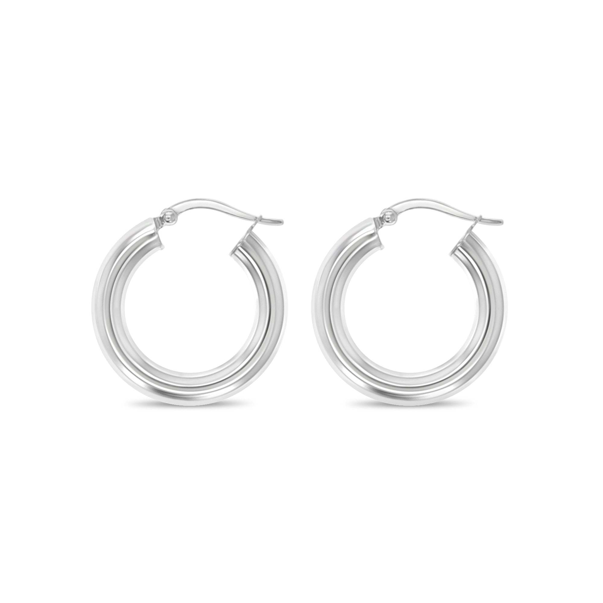 14K White Gold Polished 24mm Hoop Earrings for Women - Elegant Everyday & Special Occasion Jewelry Gift
