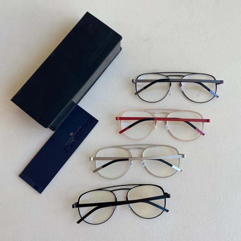 Aimee Unisex Full Rim Oval Double Bridge Titanium Eyeglasses 9617 - Lightweight Durable Frame for Reading, Work & Fashion | Blue Light Blocking Glasses for Computer Use & Daily Wear