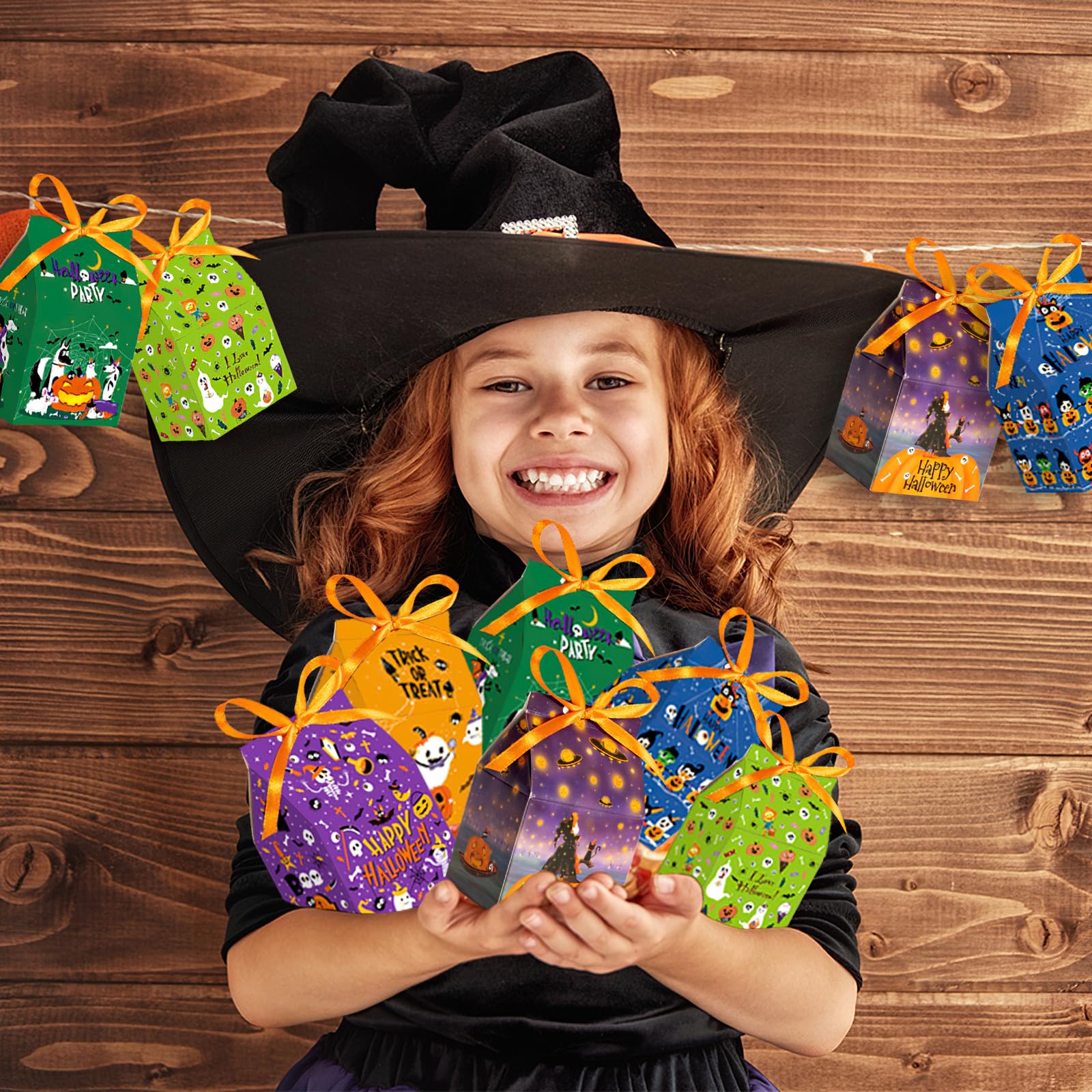 Halloween Candy Bags 12PCS - 6 Pattern Trick or Treat Bags with Ribbons for Kids, Halloween Party Favors & Goodie Bags - Perfect for Trick-or-Treating, Classroom Treats & Halloween Party Giveaways