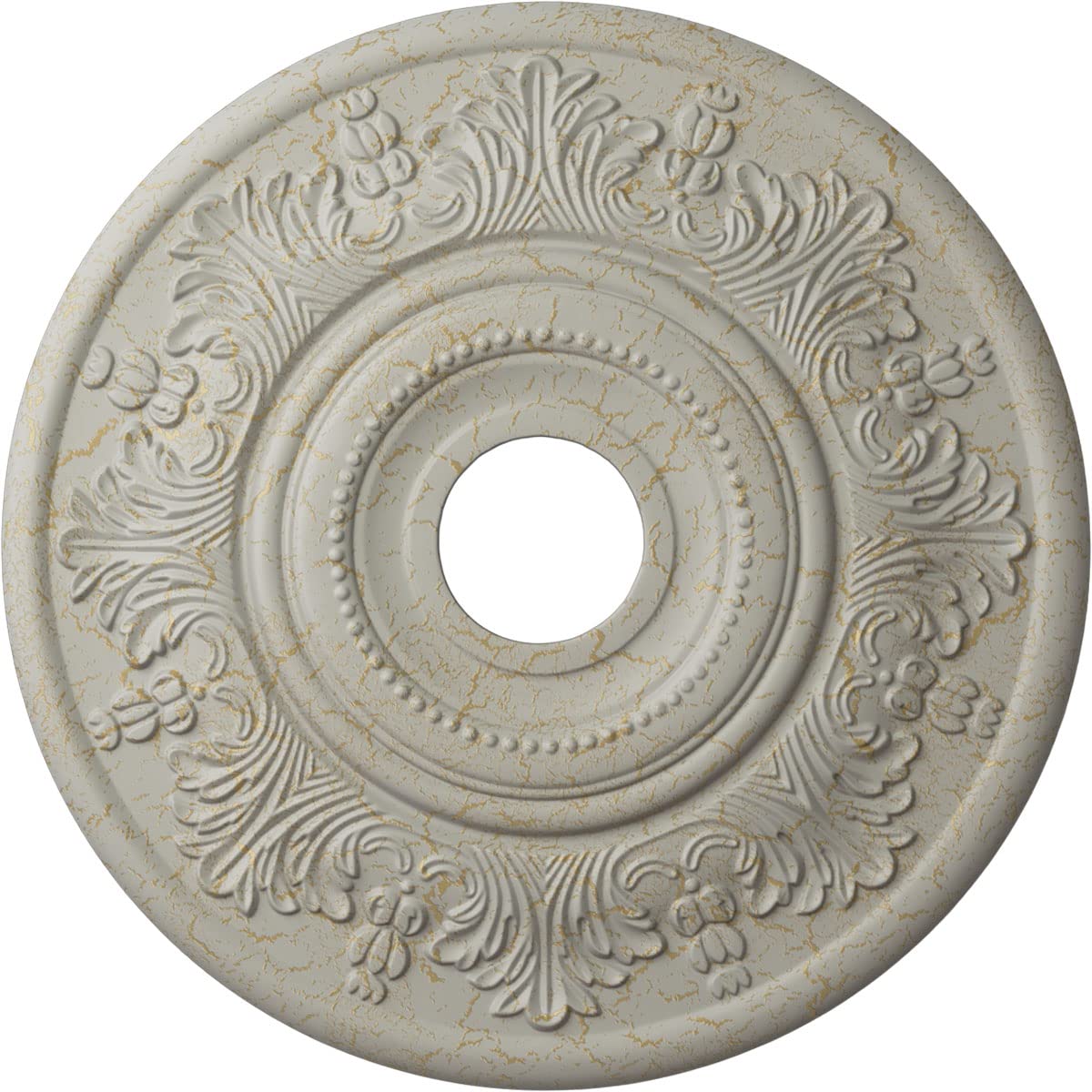 Ekena Millwork CM20VIPCC Vienna Ceiling Medallion - 20 Inch Round Decorative Ceiling Rose, Hand-Painted Cream Crackle Finish, 3.5