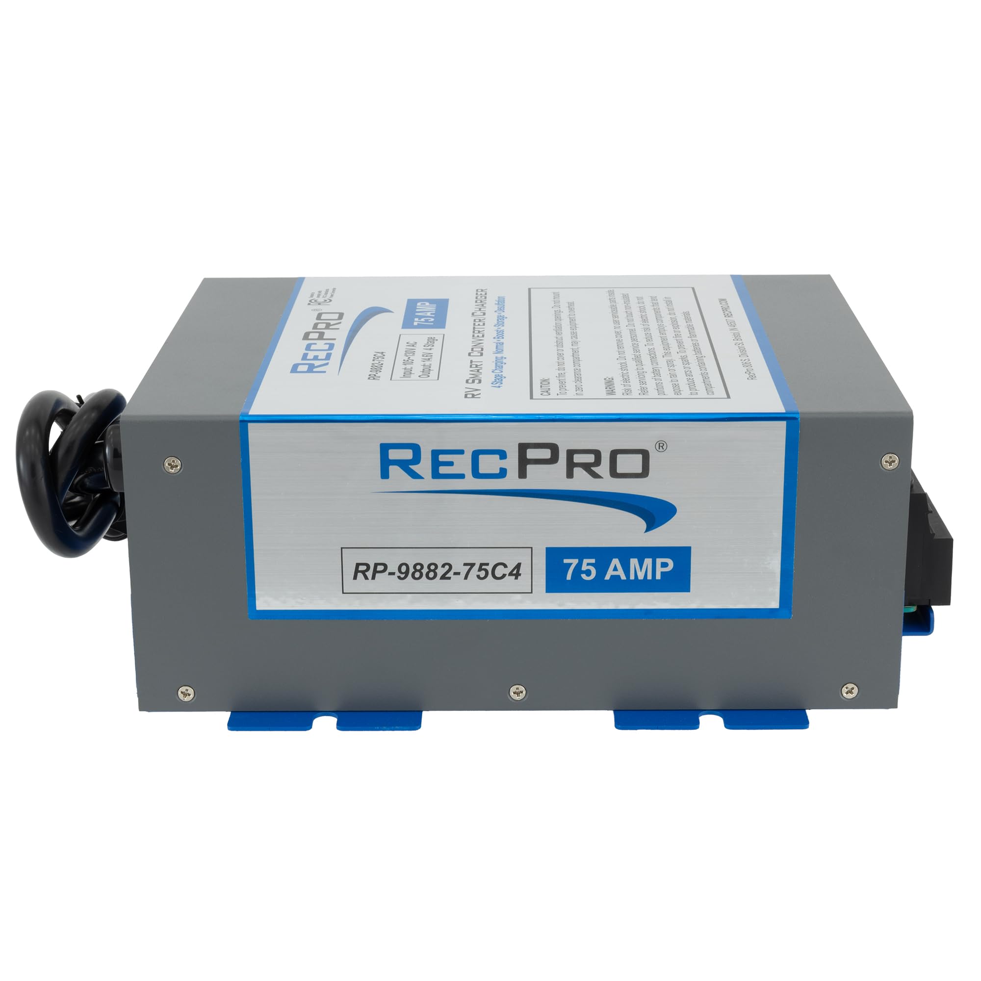 RecPro 75 Amp RV Power Converter & Battery Charger - 4 Stage Smart Charging, 120VAC to 12VDC, 13V-16.5V Operating Range - Perfect for RV, Camper, Travel Trailer & Marine Power Systems